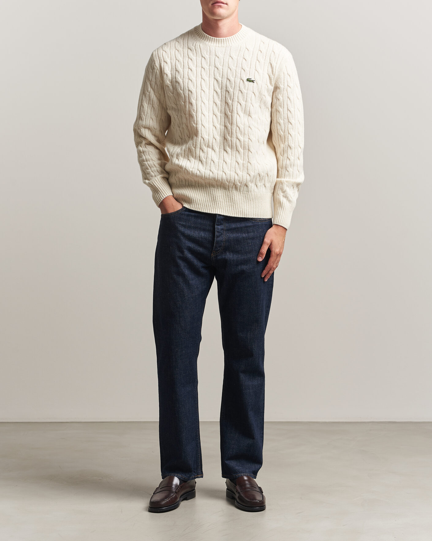 Mies | Puserot | Lacoste | Carded Wool Cable Crew Neck Lapland
