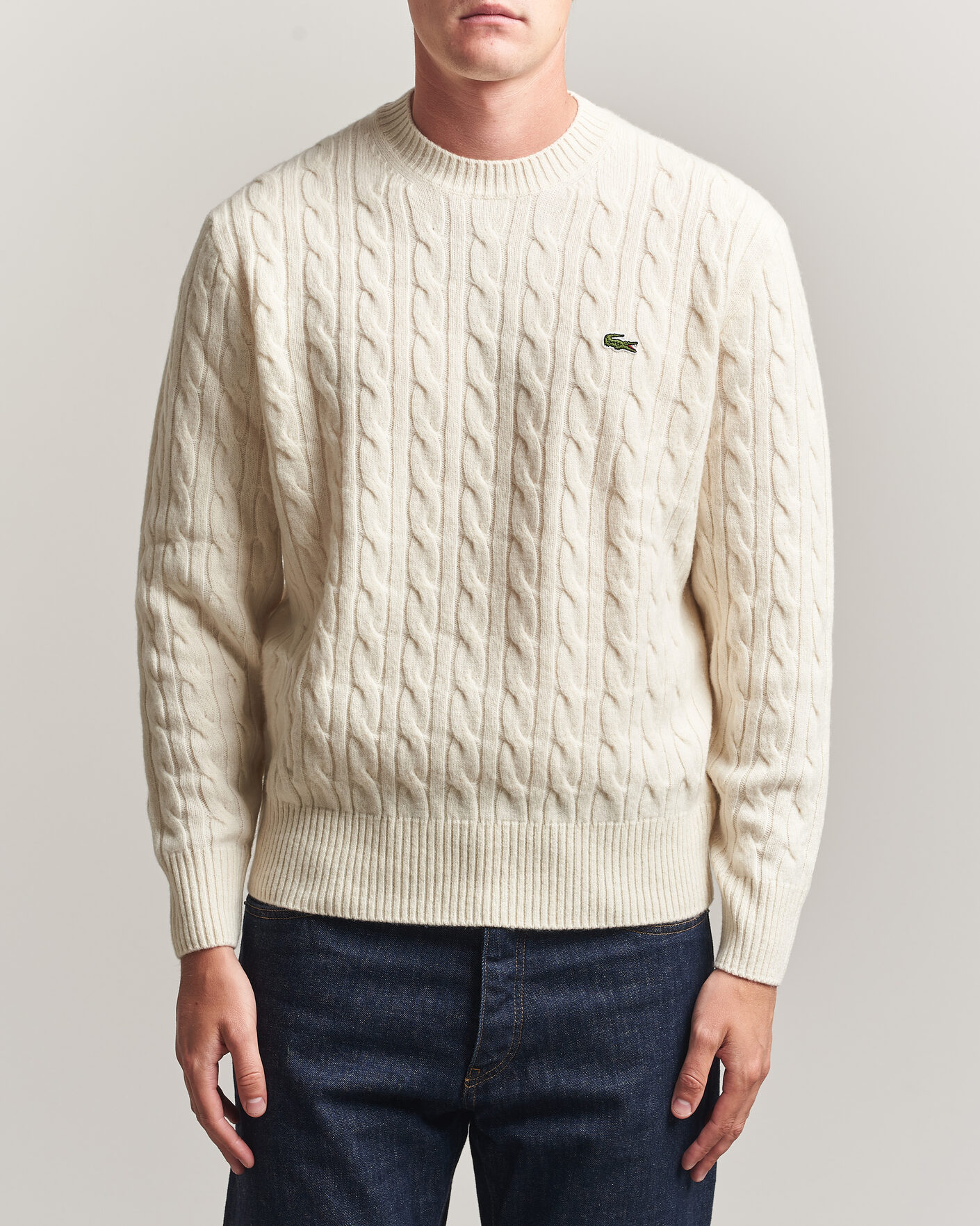 Mies | Puserot | Lacoste | Carded Wool Cable Crew Neck Lapland