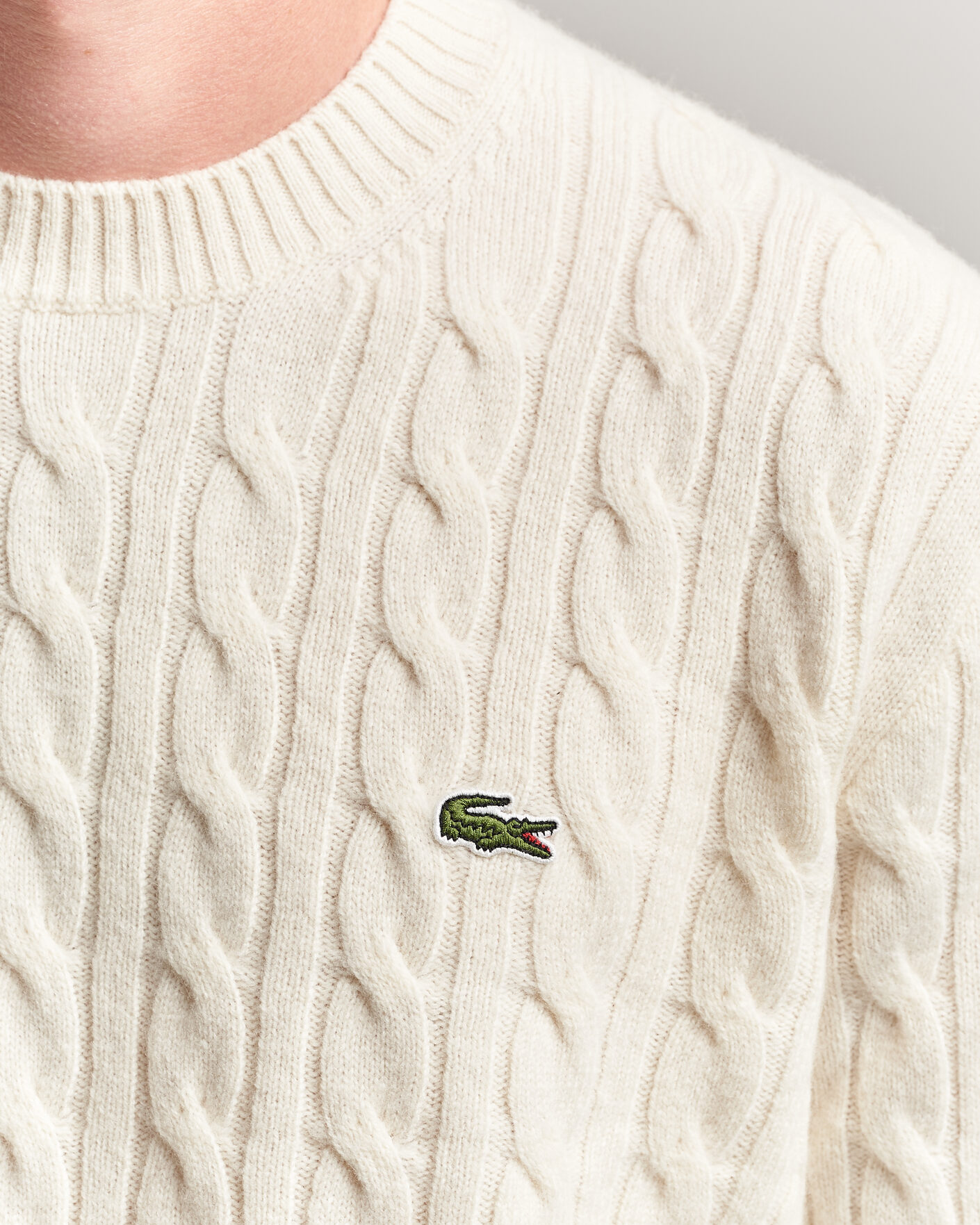 Mies | Puserot | Lacoste | Carded Wool Cable Crew Neck Lapland