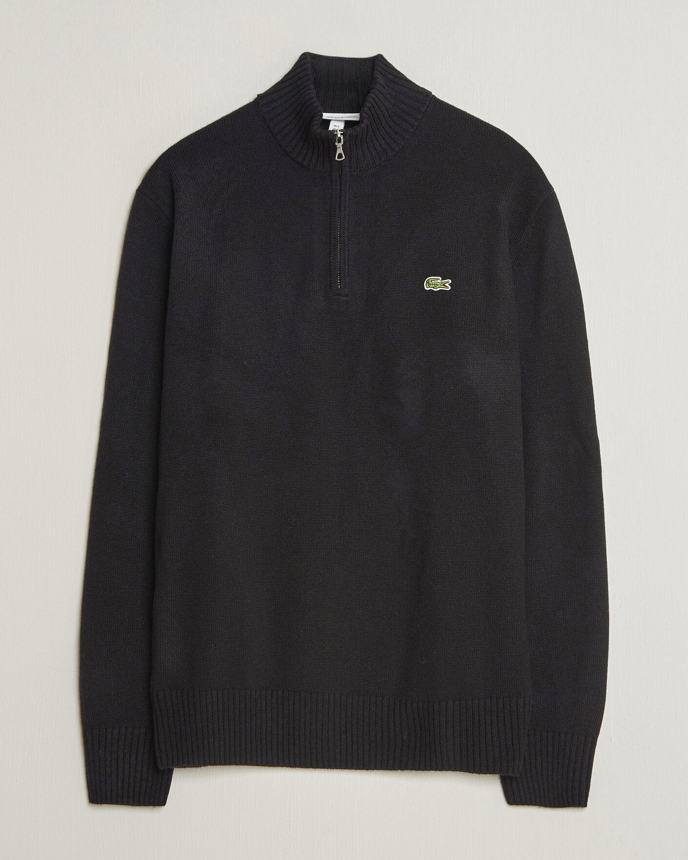 Mies | Puserot | Lacoste | Carded Wool Half Zip Black