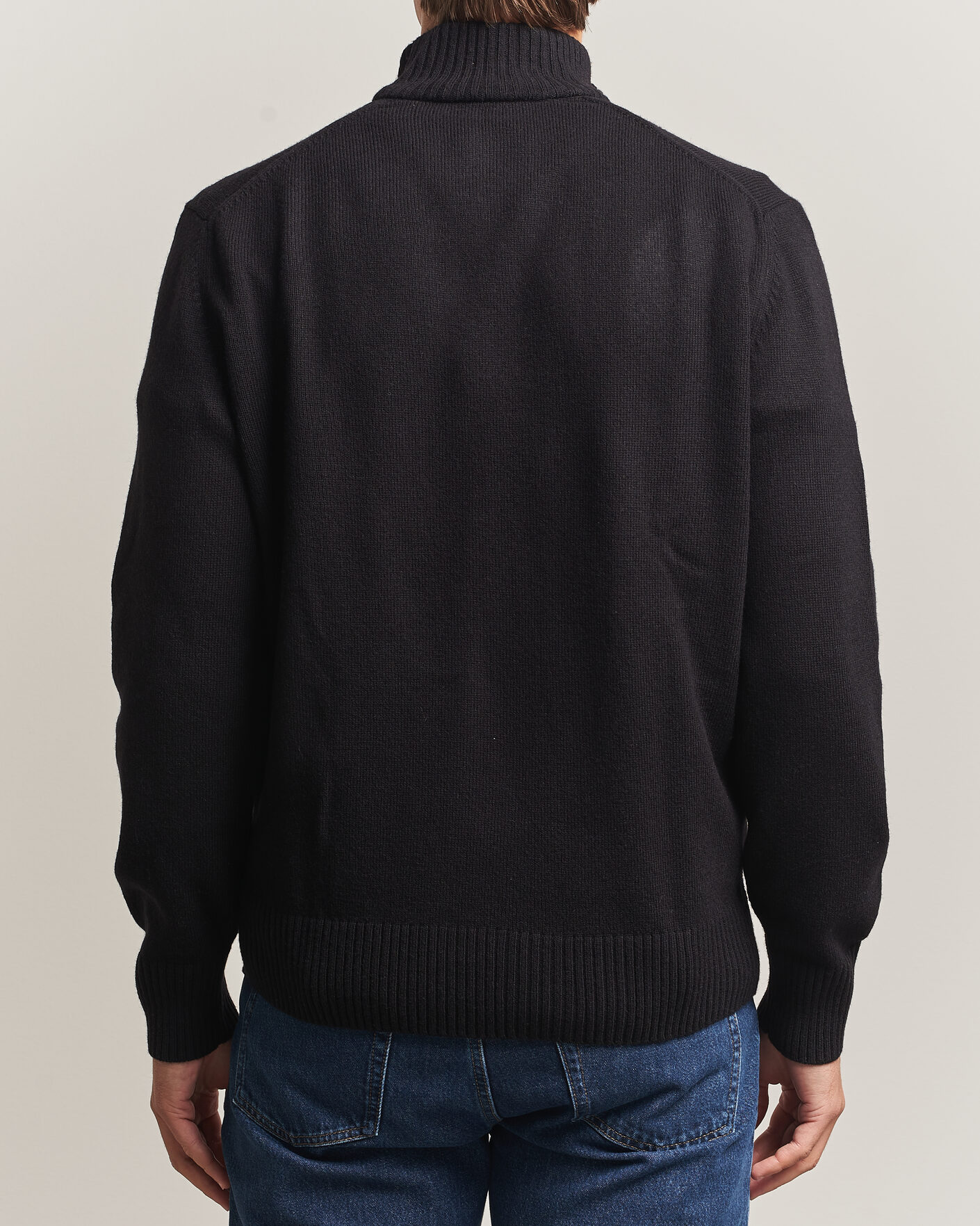 Mies | Puserot | Lacoste | Carded Wool Half Zip Black