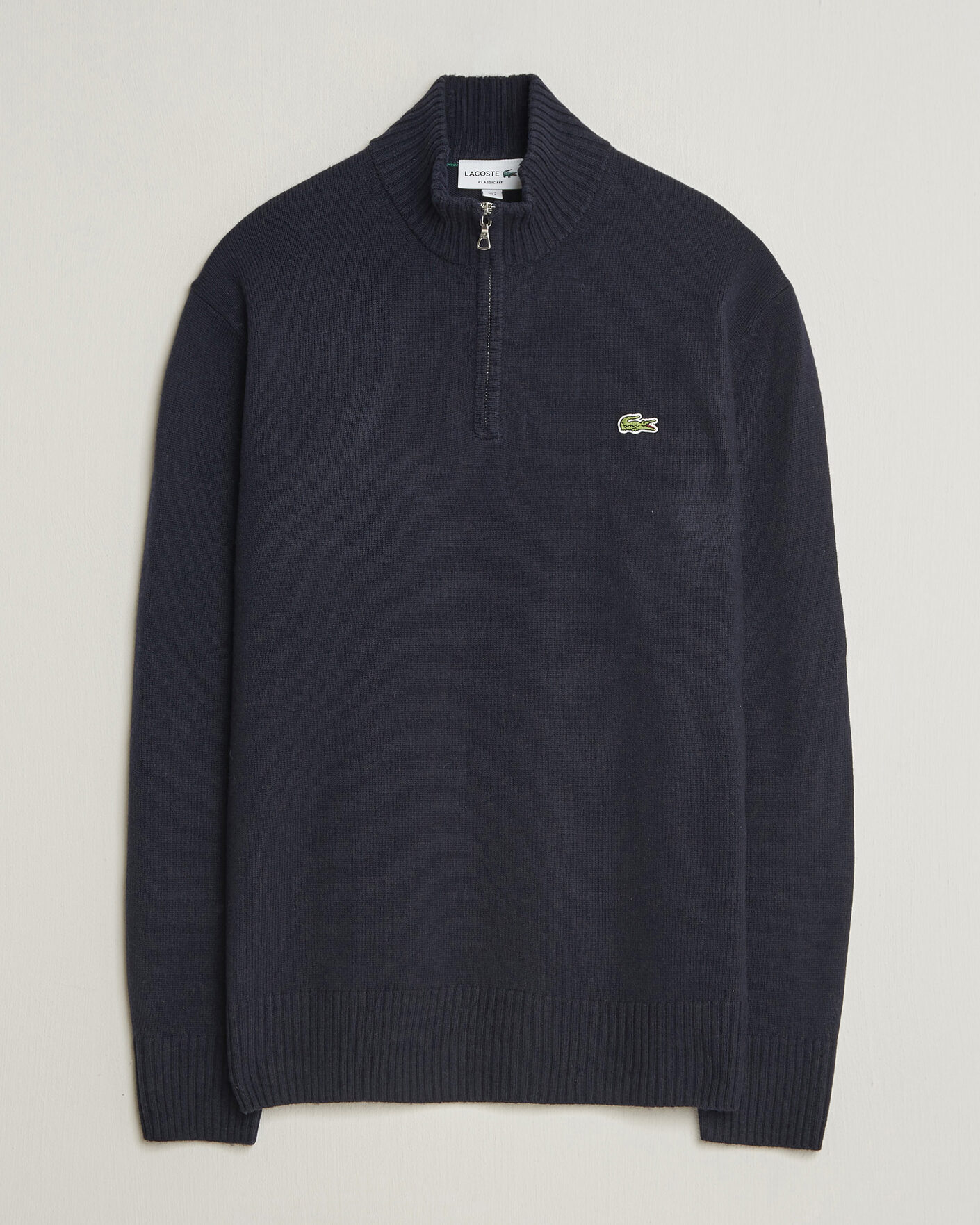 Mies | Puserot | Lacoste | Carded Wool Half Zip Navy Blue