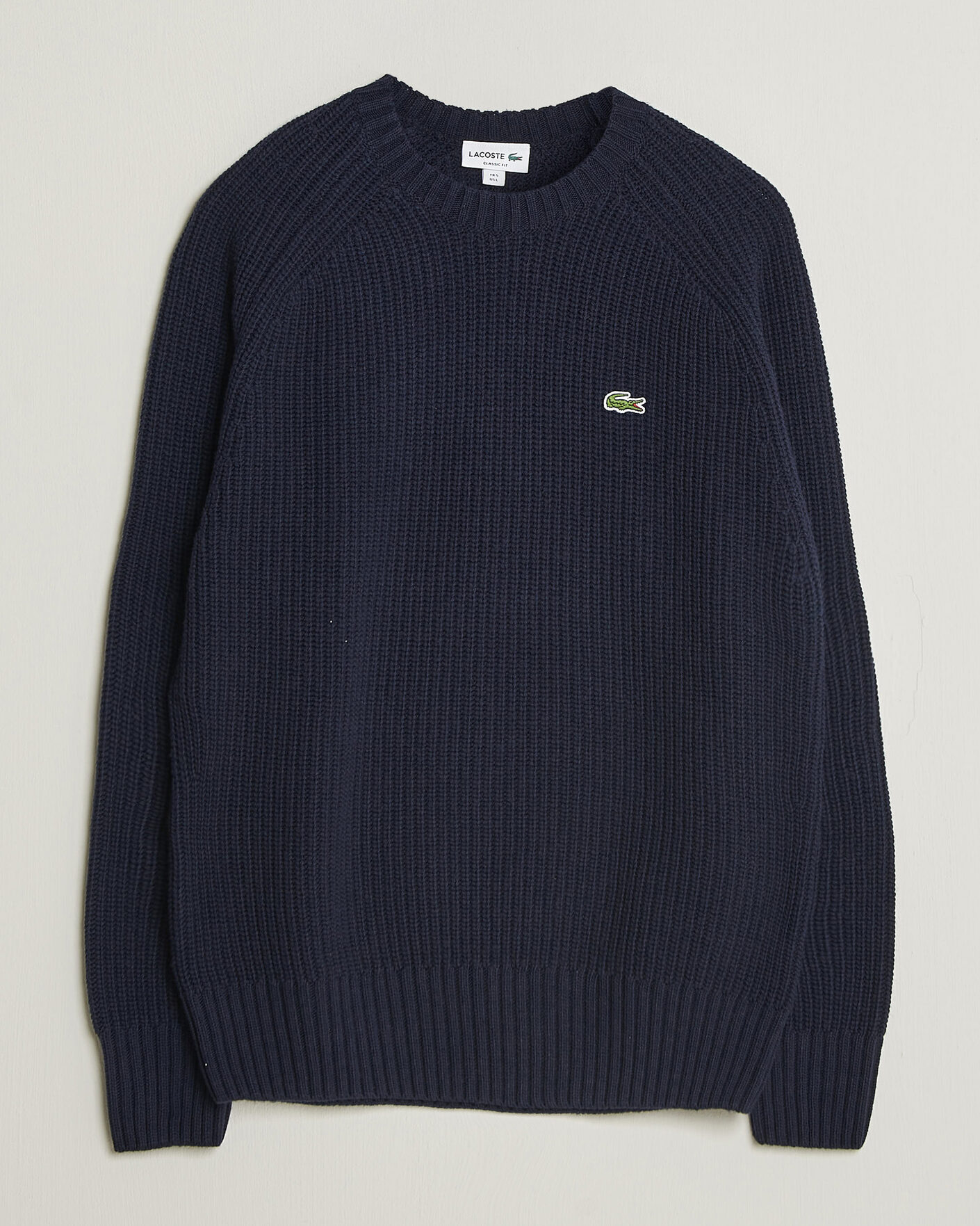 Mies | Puserot | Lacoste | Heavy Wool Knitted Sweater Navy Blue