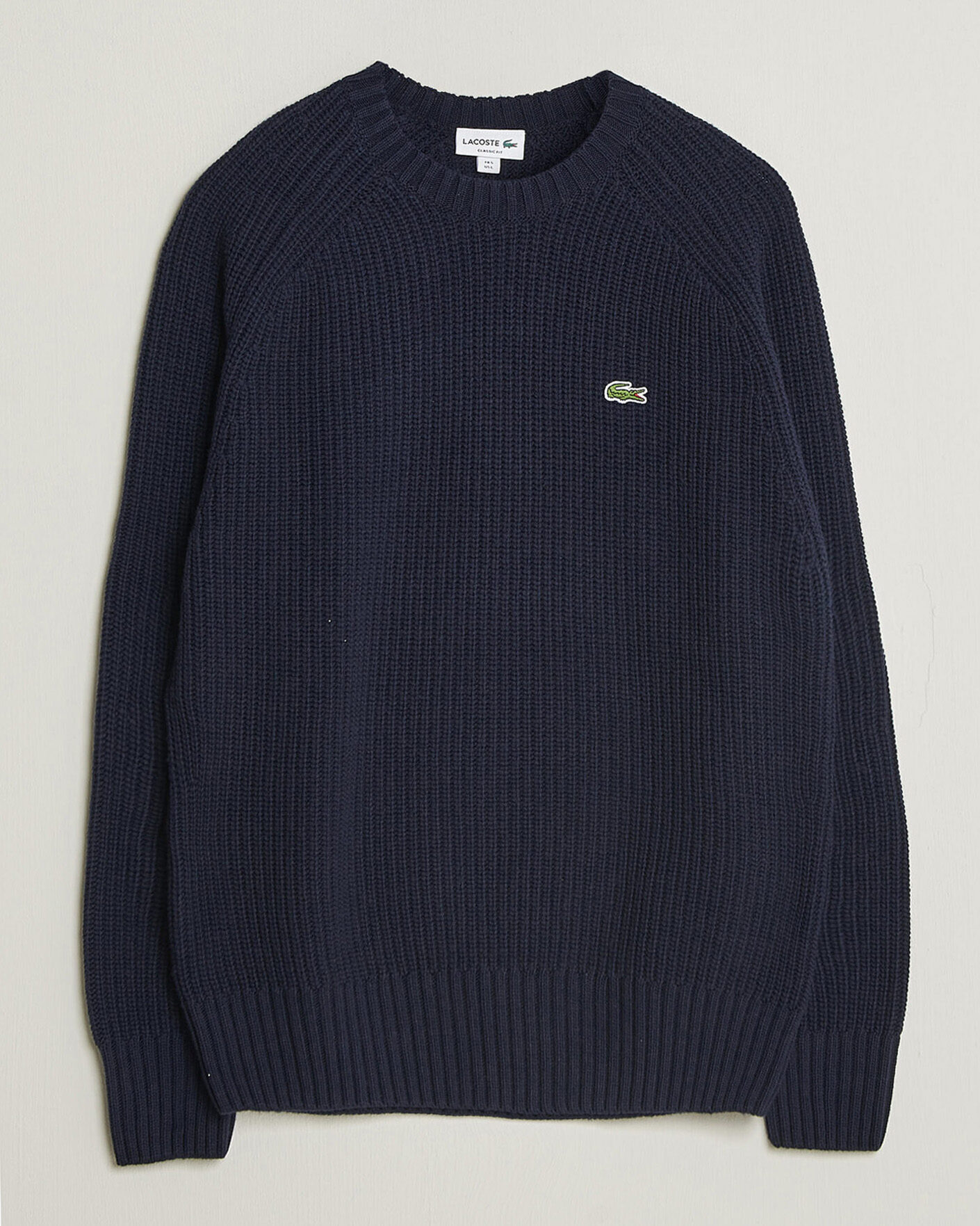 Mies | Puserot | Lacoste | Heavy Wool Knitted Sweater Navy Blue