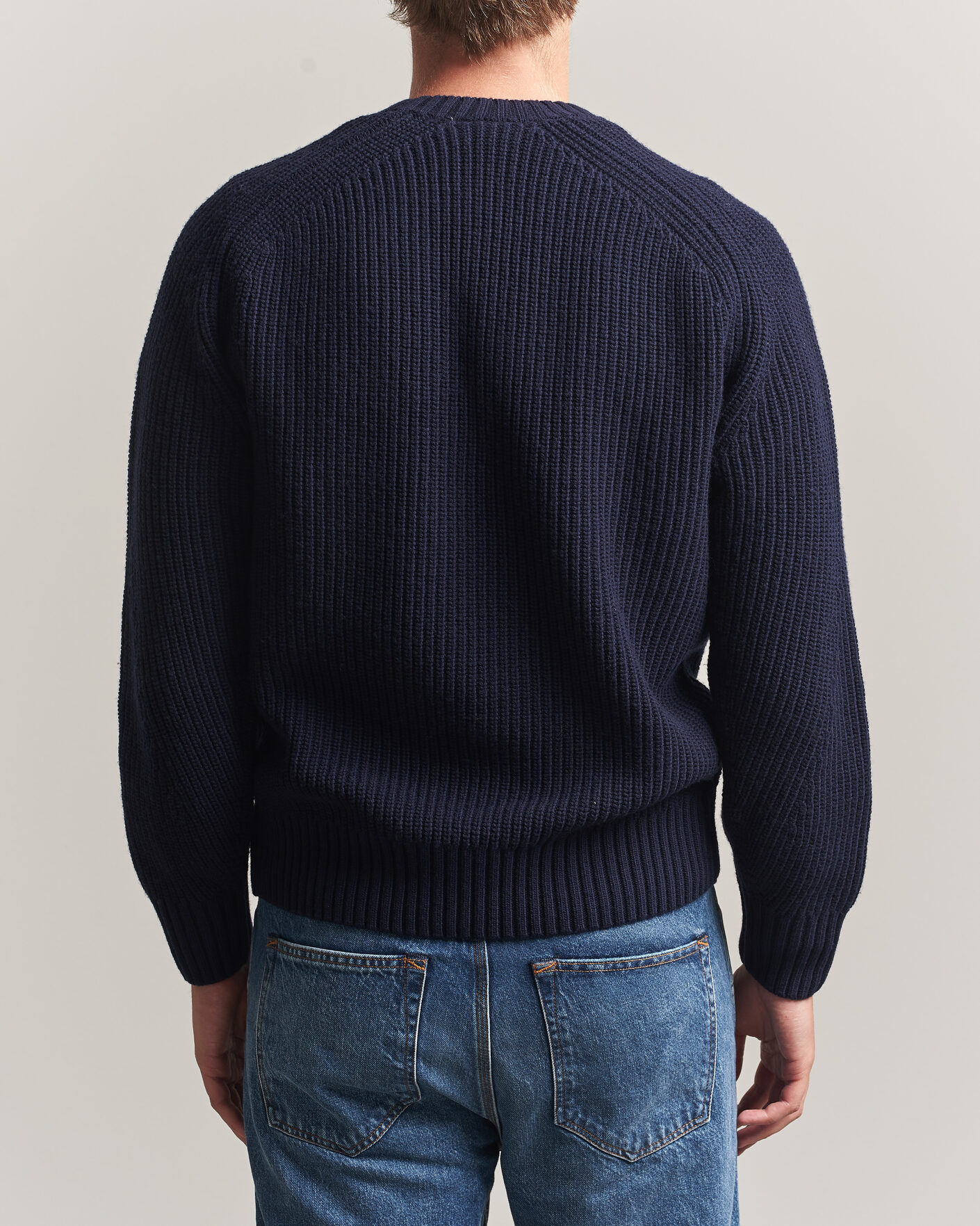 Mies | Puserot | Lacoste | Heavy Wool Knitted Sweater Navy Blue