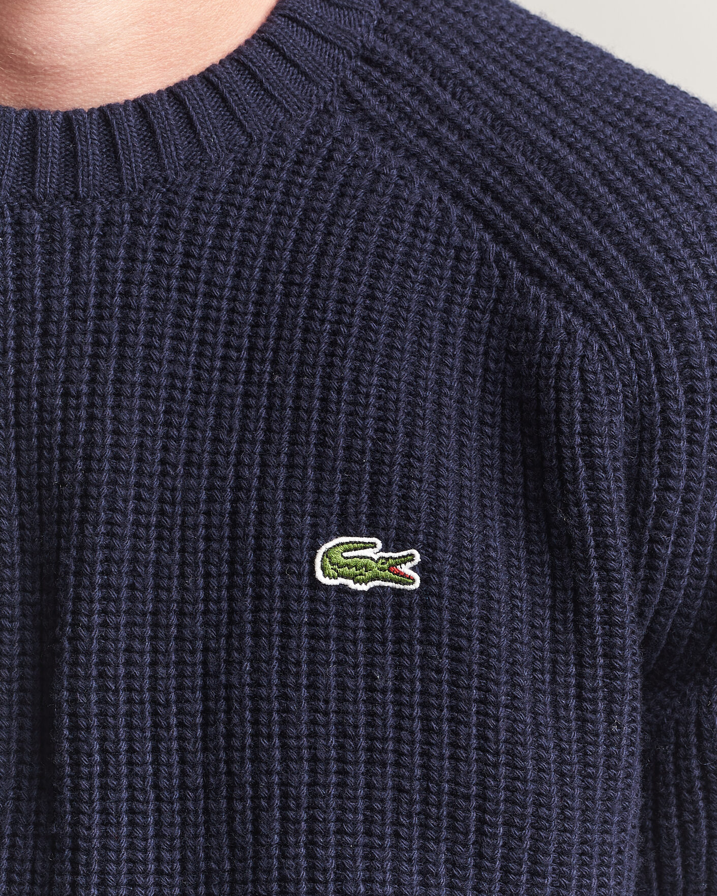 Mies | Puserot | Lacoste | Heavy Wool Knitted Sweater Navy Blue