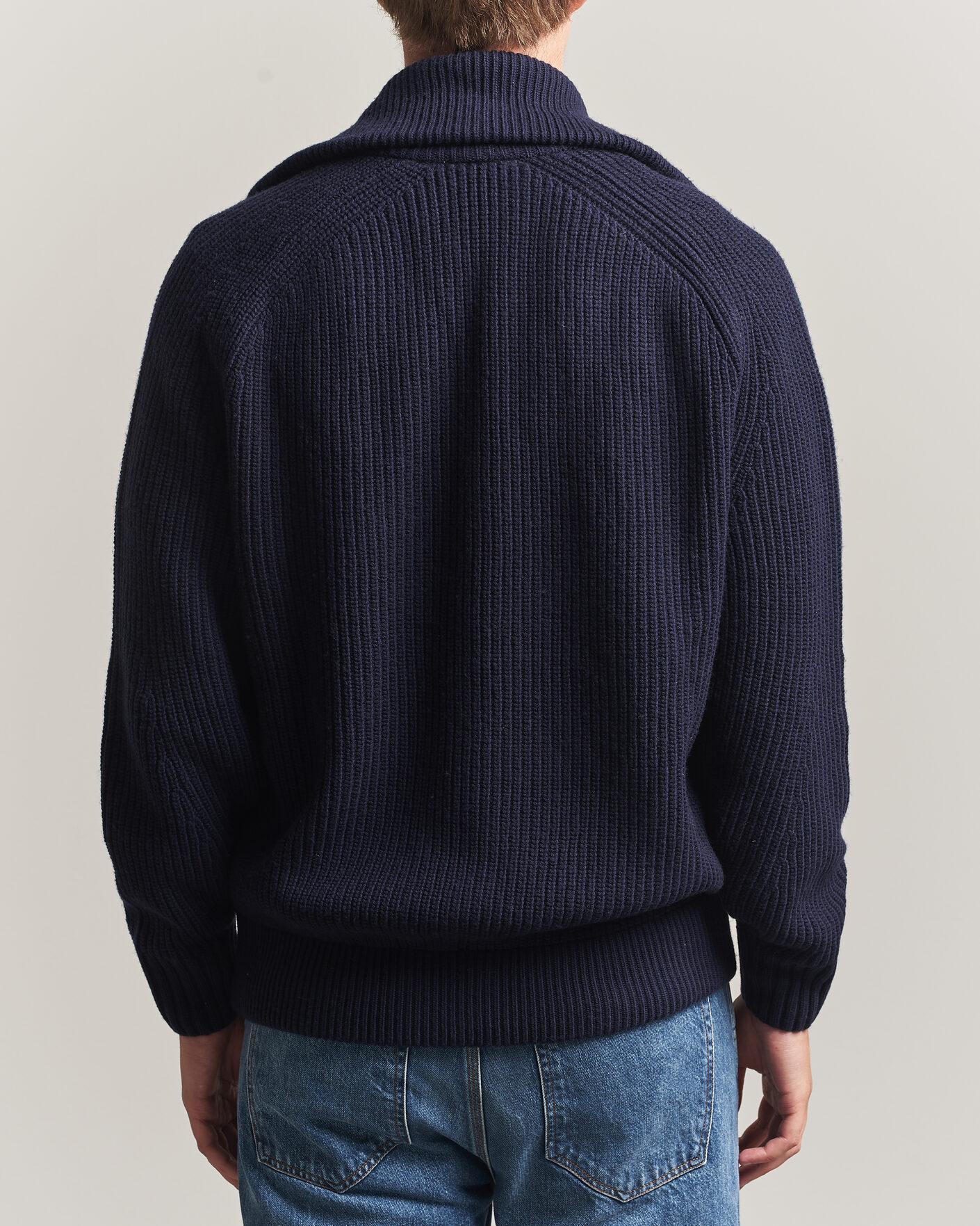 Mies | Puserot | Lacoste | Heavy Wool Knitted Full Zip Navy Blue