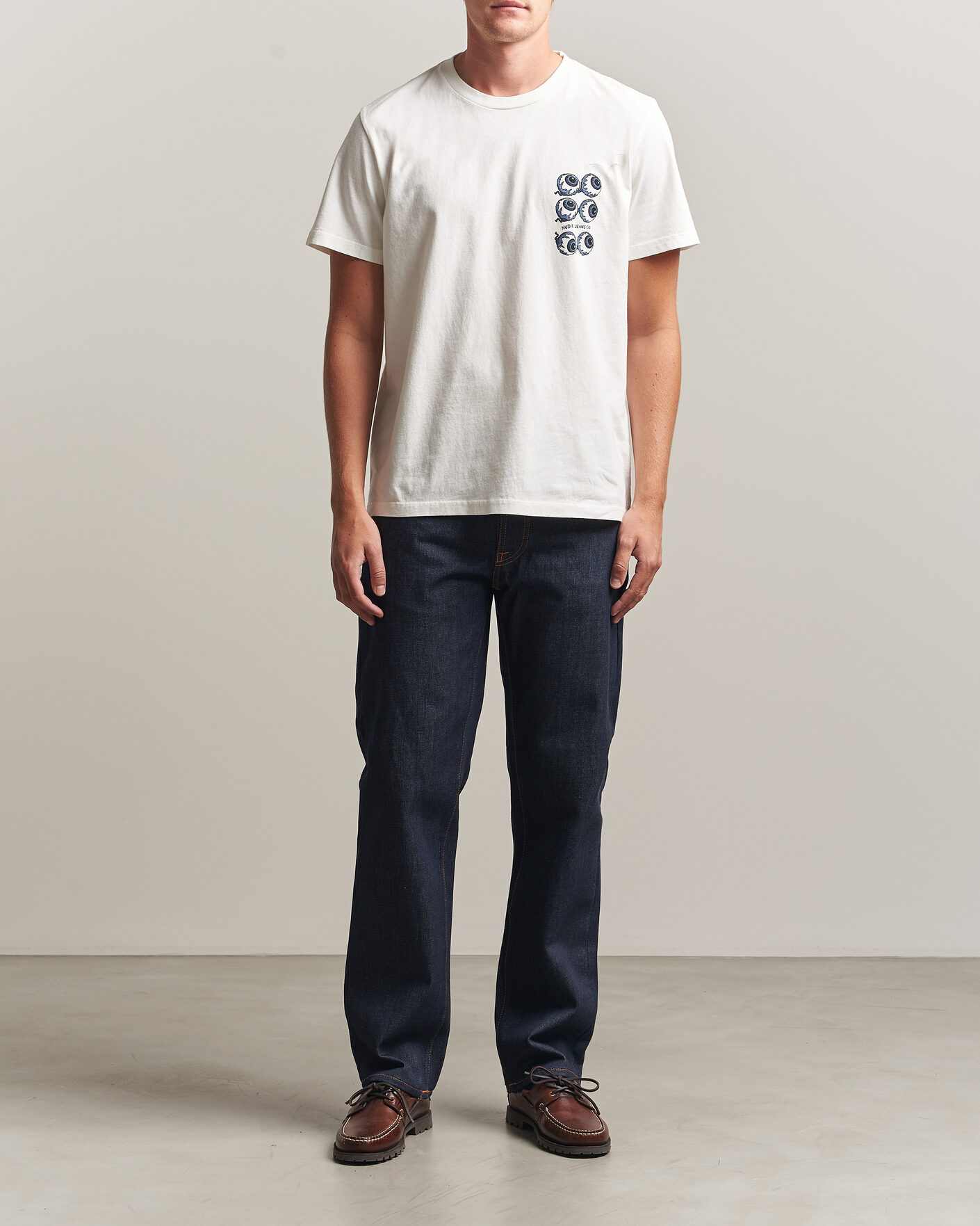 Mies | T-paidat | Nudie Jeans | Roy Wall Crack T-Shirt Chalk White