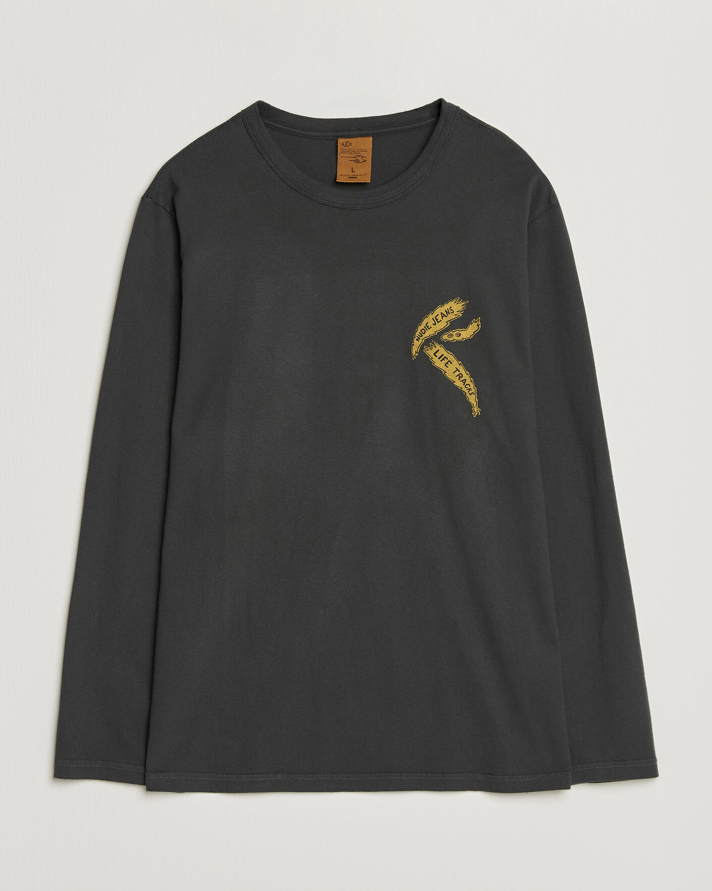 Mies | T-paidat | Nudie Jeans | Rudi Life Tracks II Long Sleeved T-Shirt Antracite