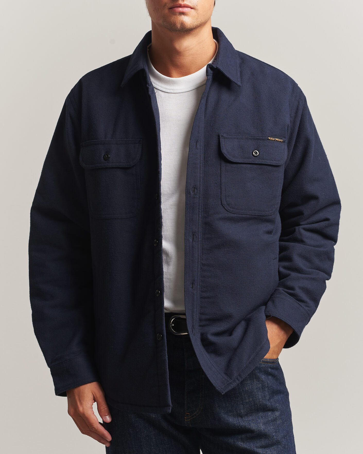 Mies | Kauluspaidat | Nudie Jeans | Glenn Padded Overshirt Blueberry