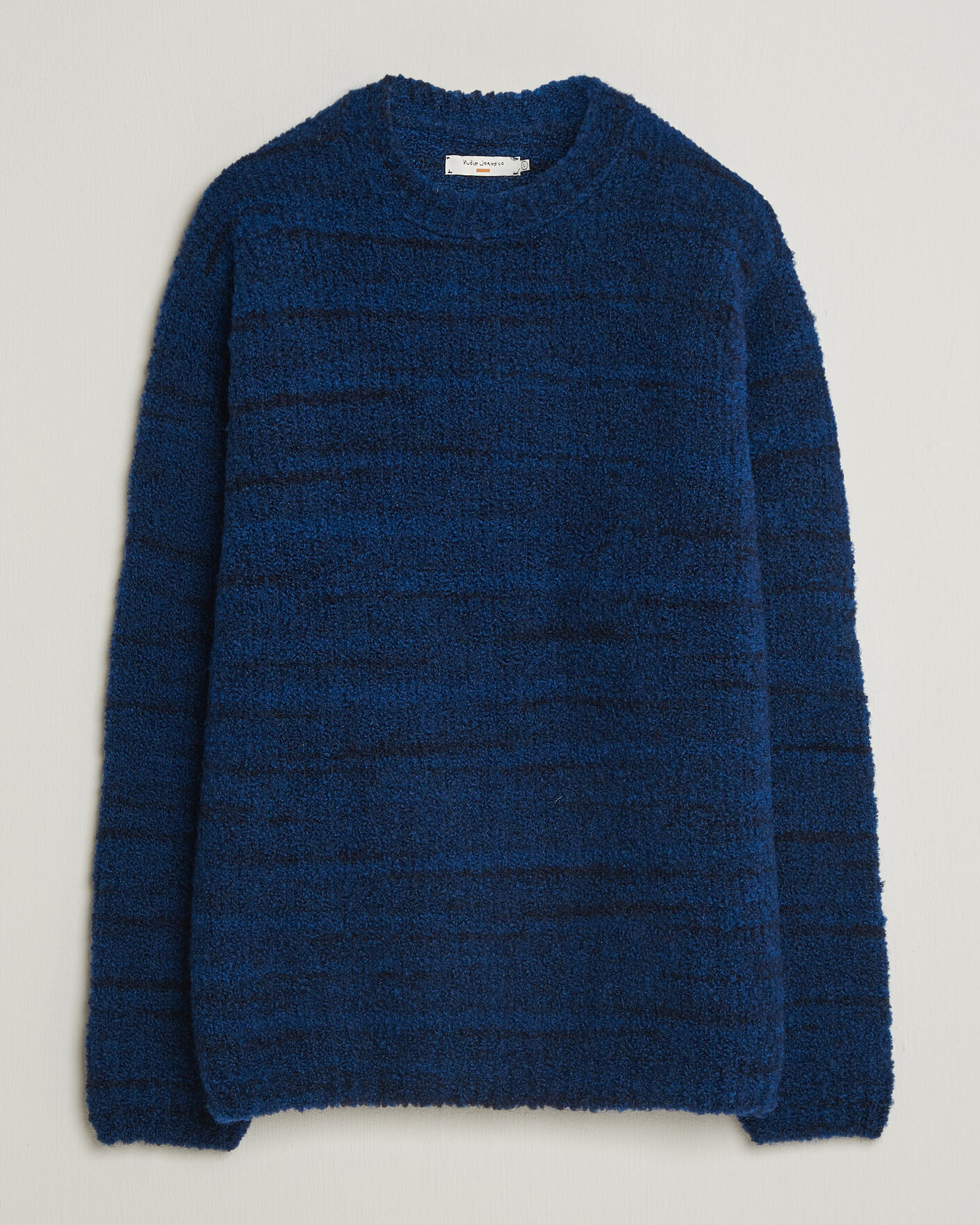 Mies | Puserot | Nudie Jeans | Gurra Bouclé Knitted Sweater Blue Multi