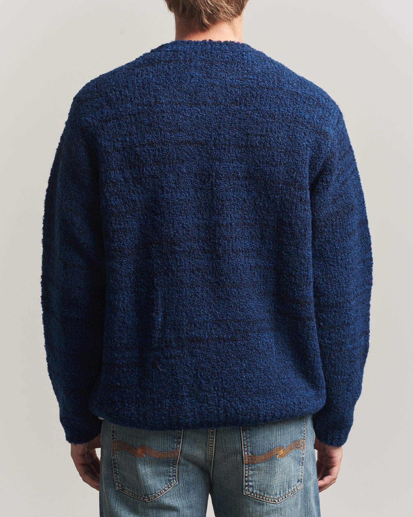 Mies | Puserot | Nudie Jeans | Gurra Bouclé Knitted Sweater Blue Multi