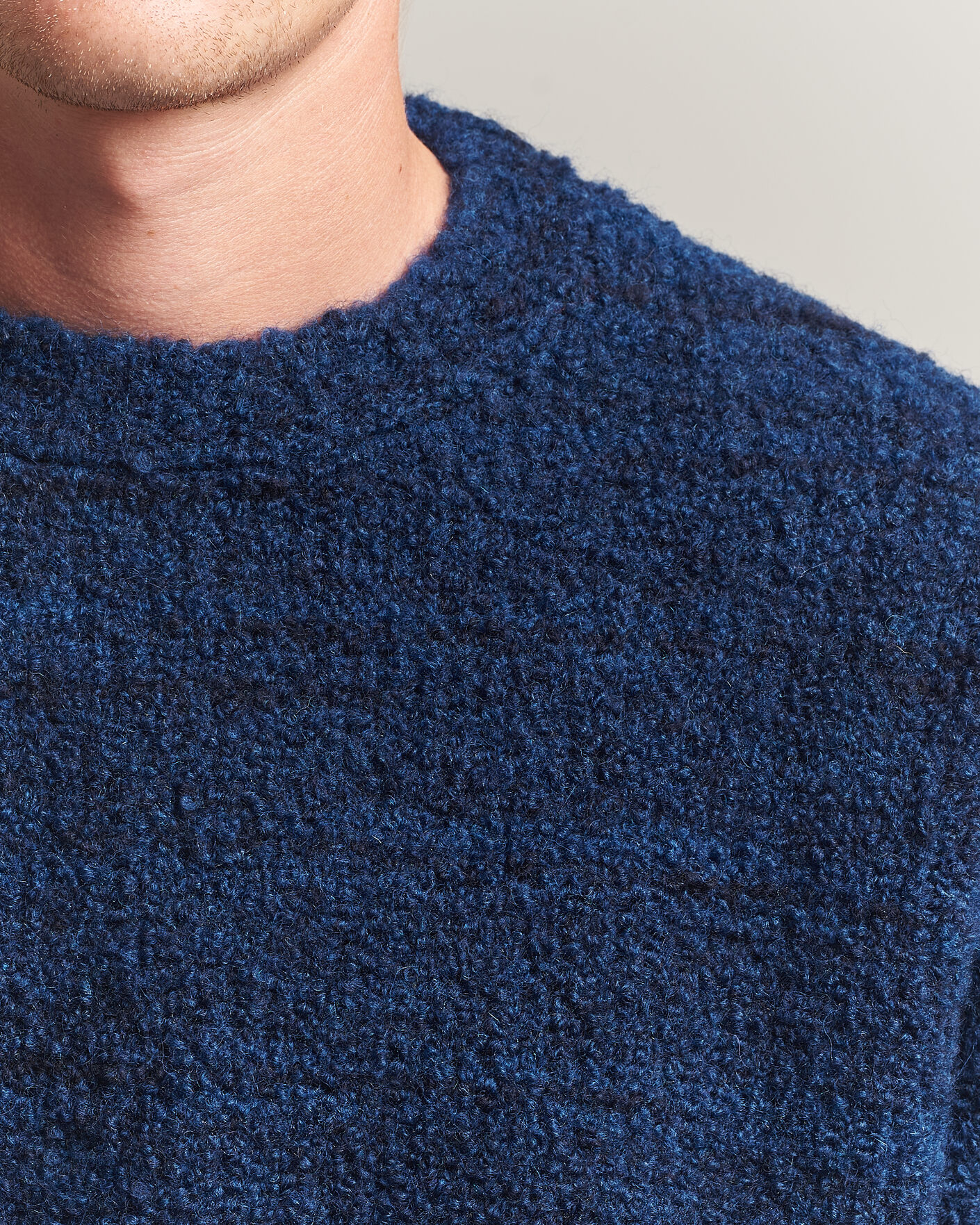 Mies | Puserot | Nudie Jeans | Gurra Bouclé Knitted Sweater Blue Multi