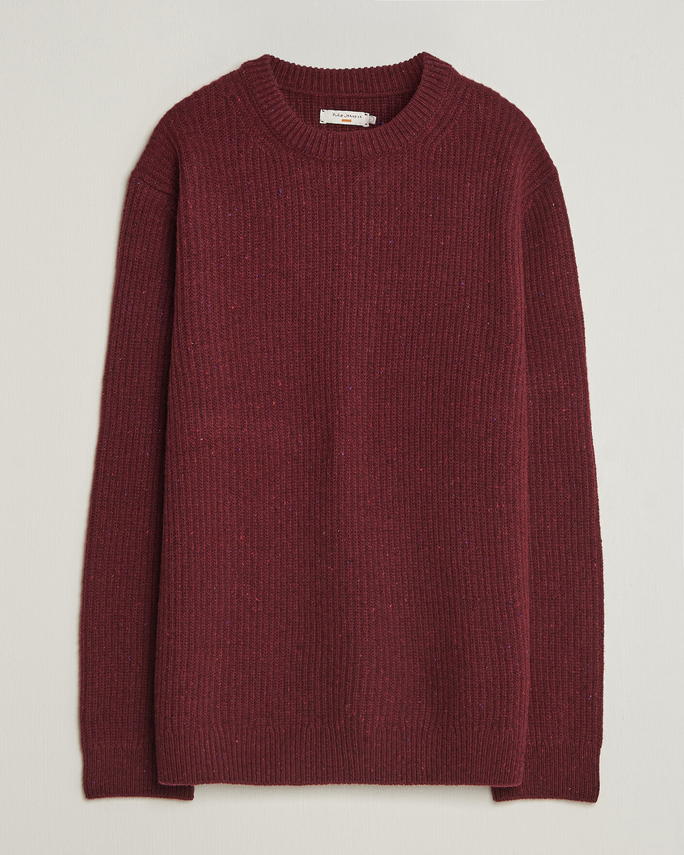 Mies | Puserot | Nudie Jeans | August Wool Rib Knitted Sweater Burgundy