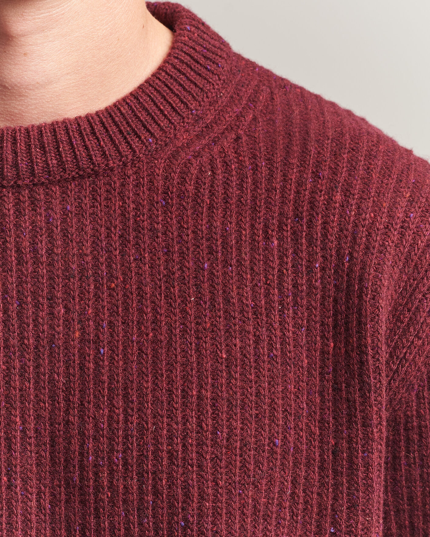 Mies | Puserot | Nudie Jeans | August Wool Rib Knitted Sweater Burgundy