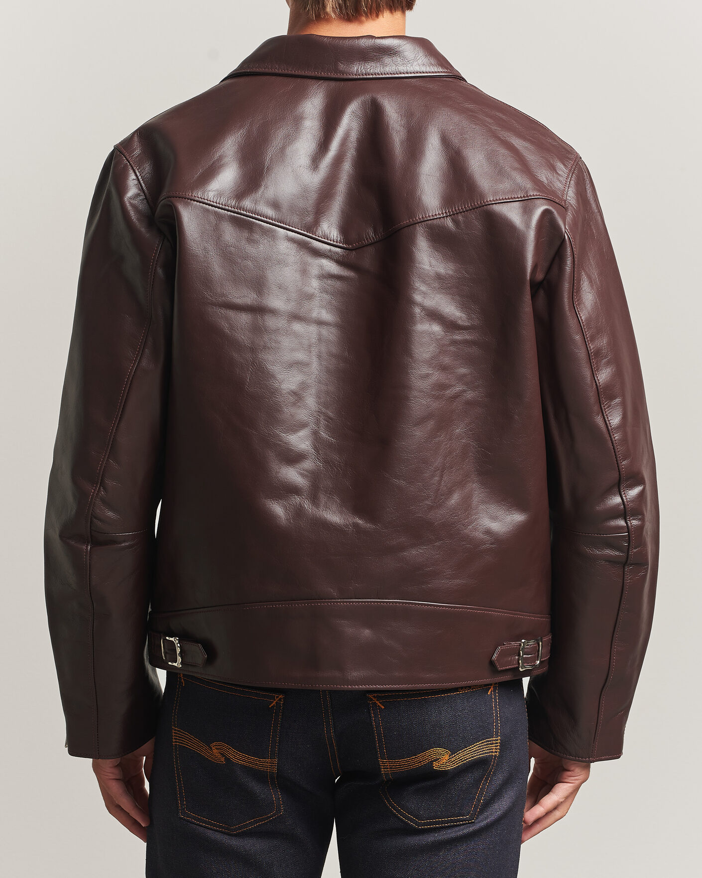 Mies | Takit | Nudie Jeans | Eddy Rider Leather Jacket Burgundy Brown