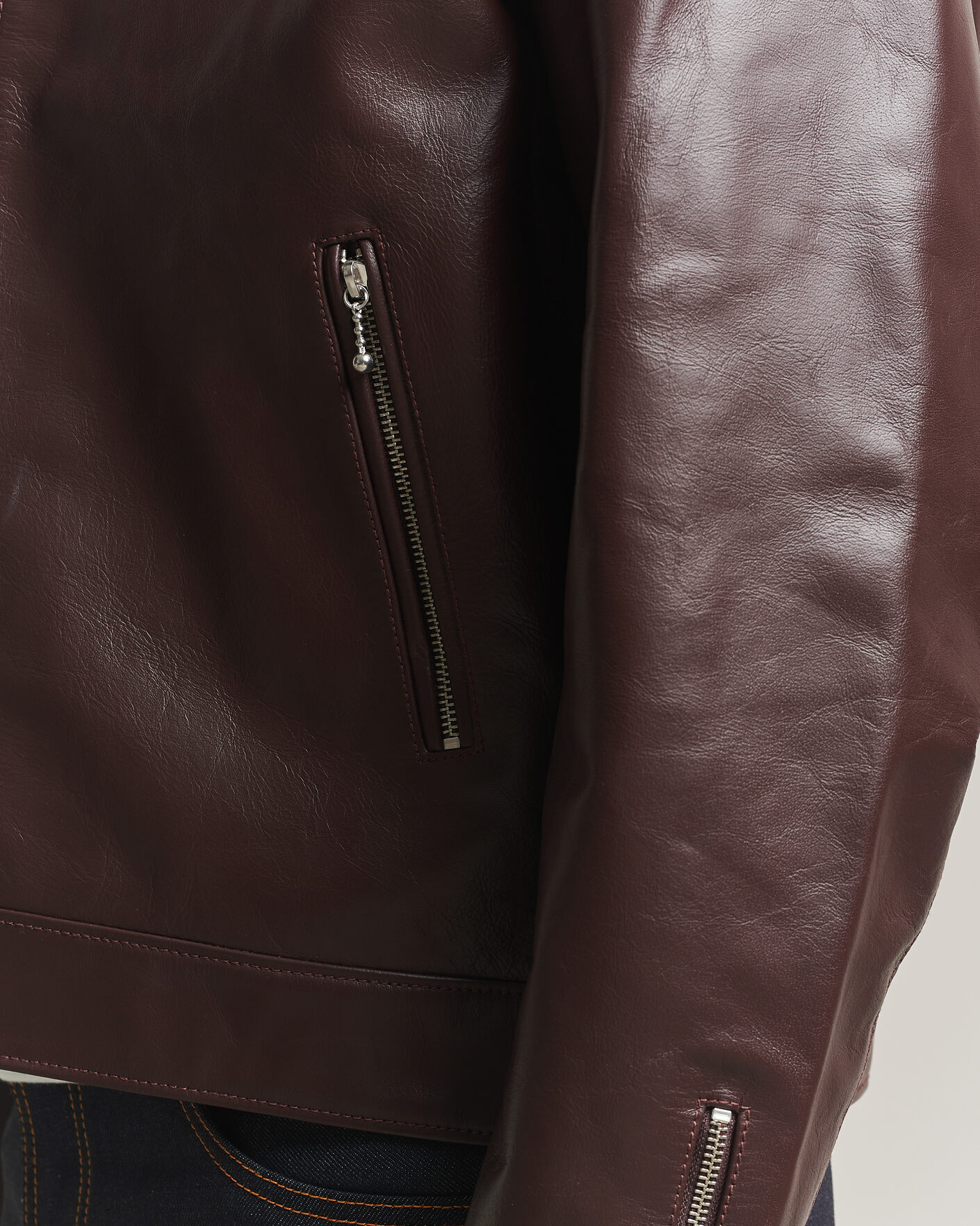 Mies | Takit | Nudie Jeans | Eddy Rider Leather Jacket Burgundy Brown