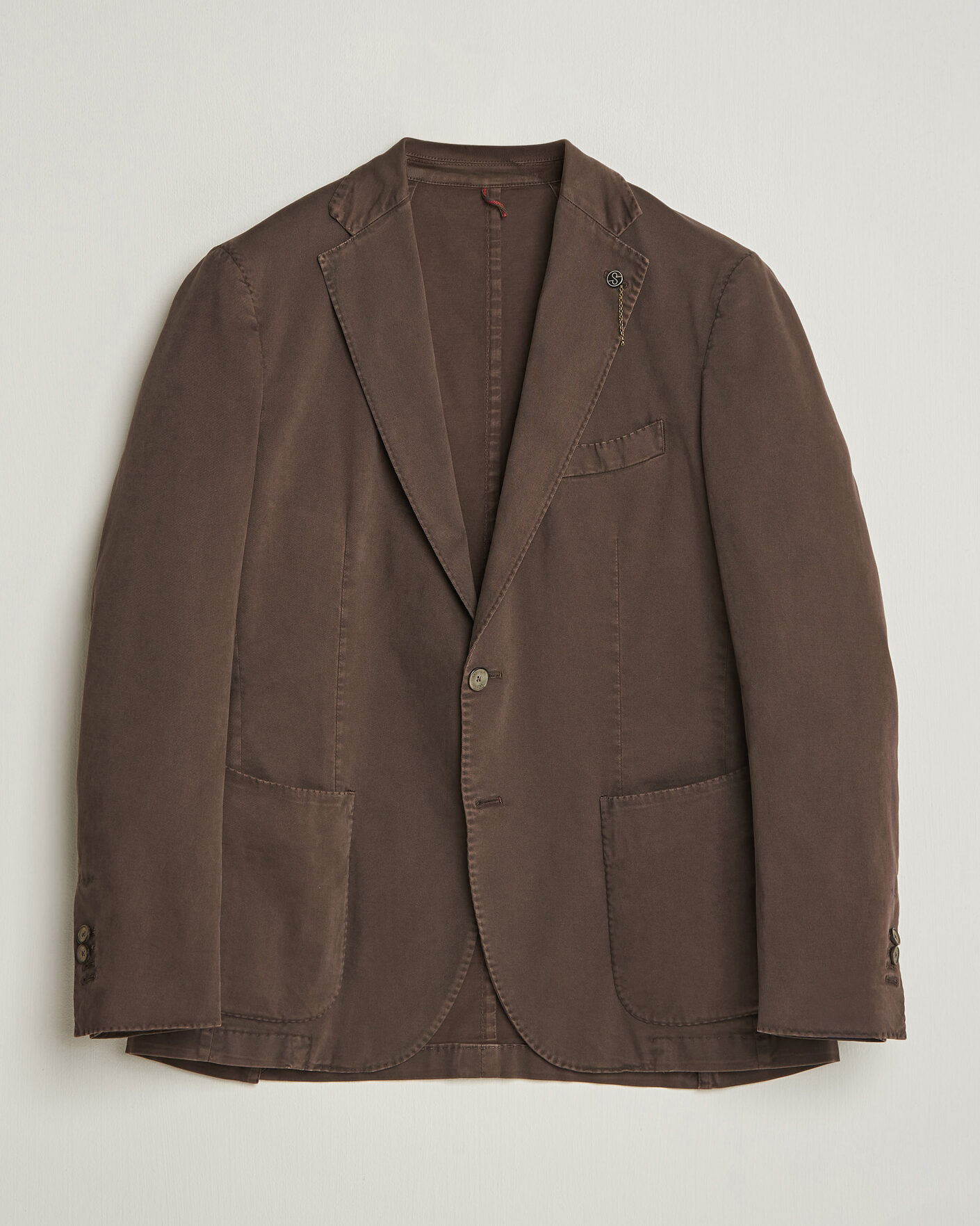 Mies | Pikkutakit | Santaniello | Washed Cotton Patch Pocket Blazer Brown