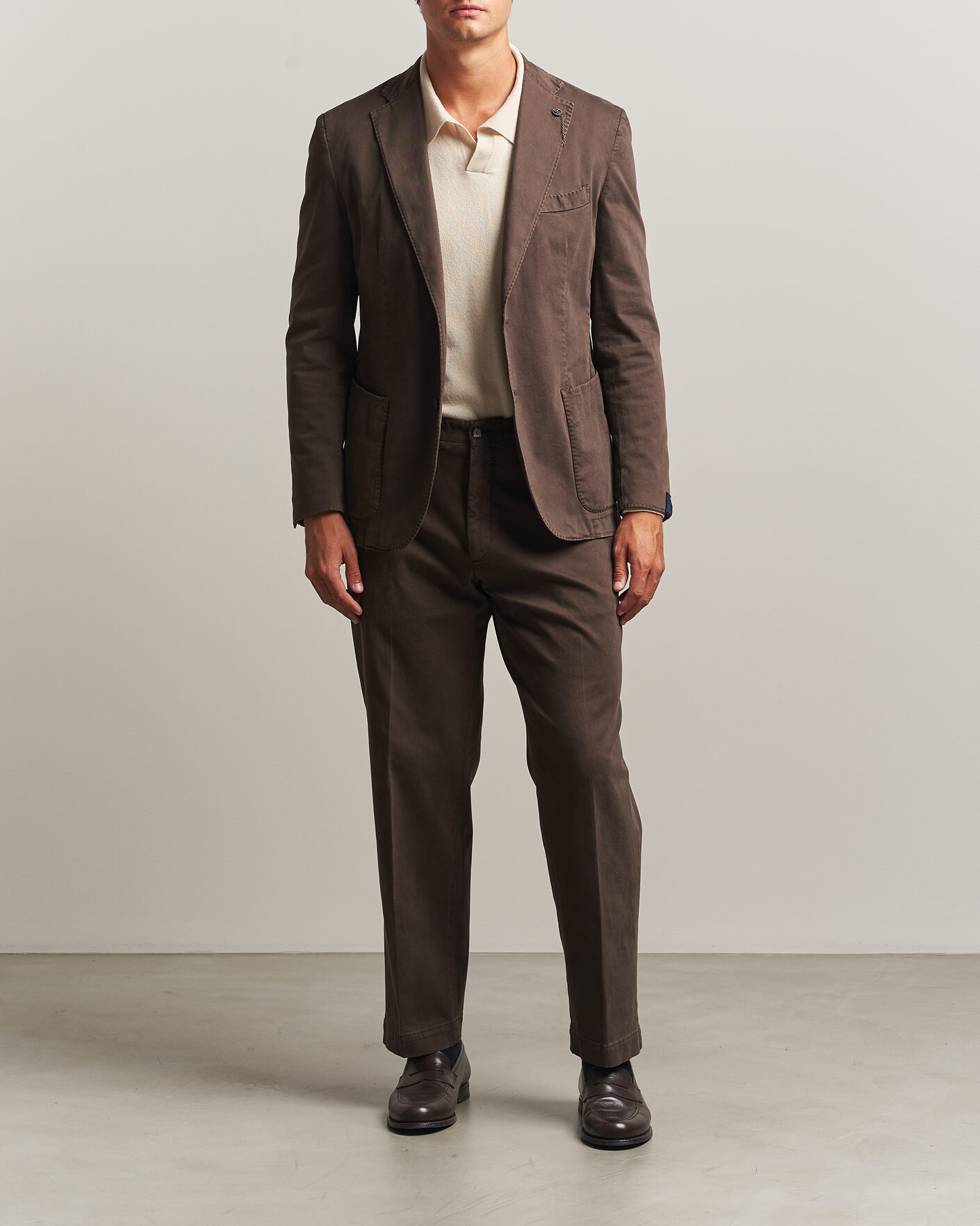 Mies | Pikkutakit | Santaniello | Washed Cotton Patch Pocket Blazer Brown