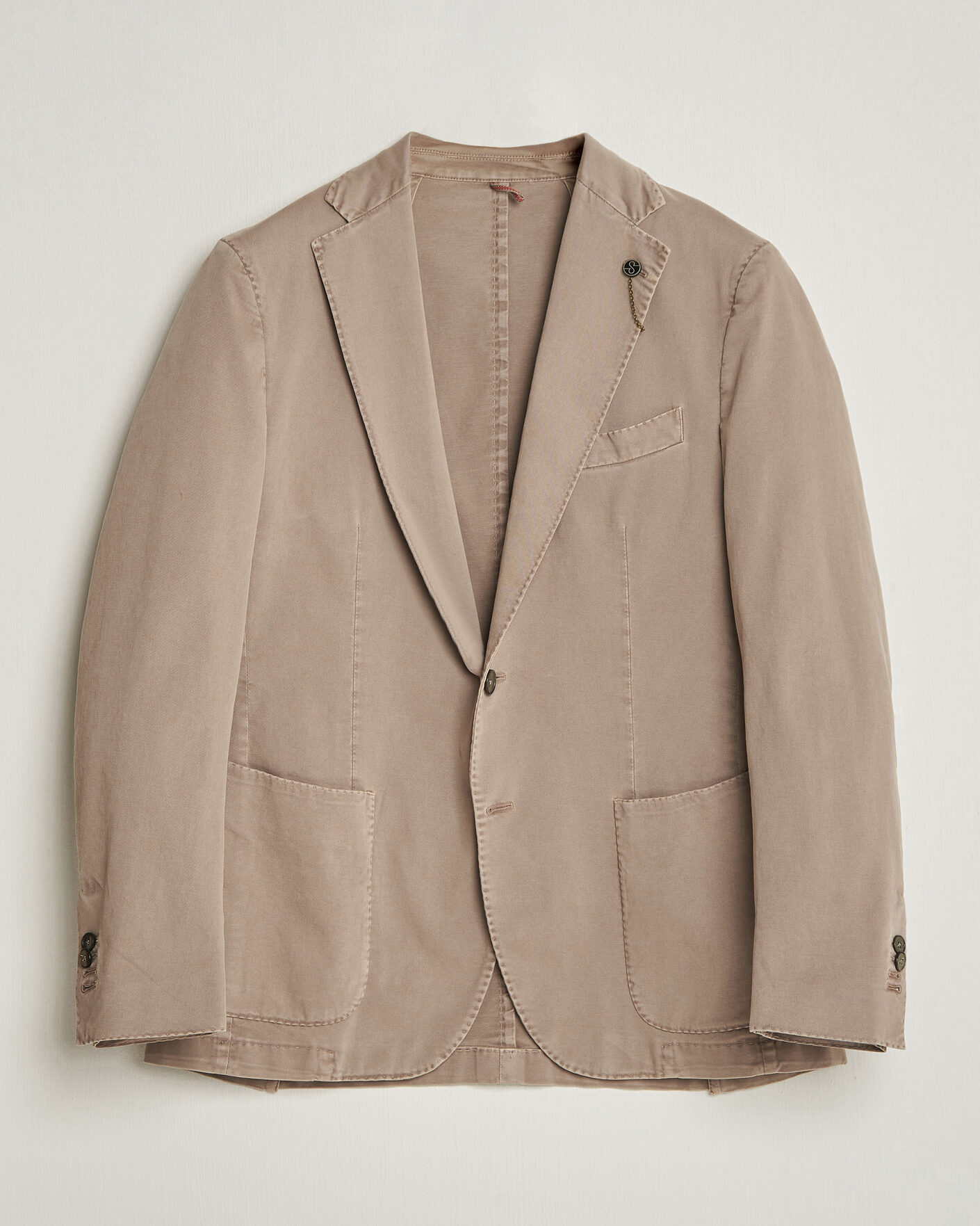 Mies | Pikkutakit | Santaniello | Washed Cotton Patch Pocket Blazer Taupe