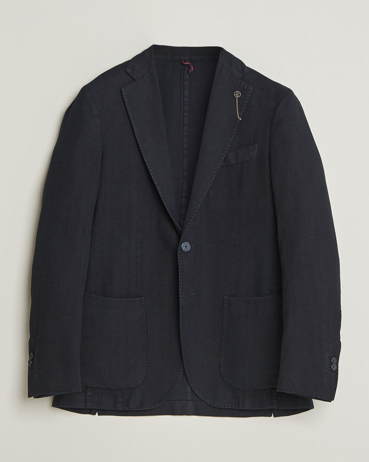 Mies | Pikkutakit | Santaniello | Soft Touch Cotton Herringbone Blazer Navy