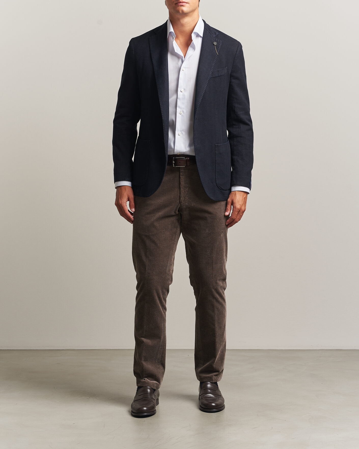 Mies | Pikkutakit | Santaniello | Soft Touch Cotton Herringbone Blazer Navy