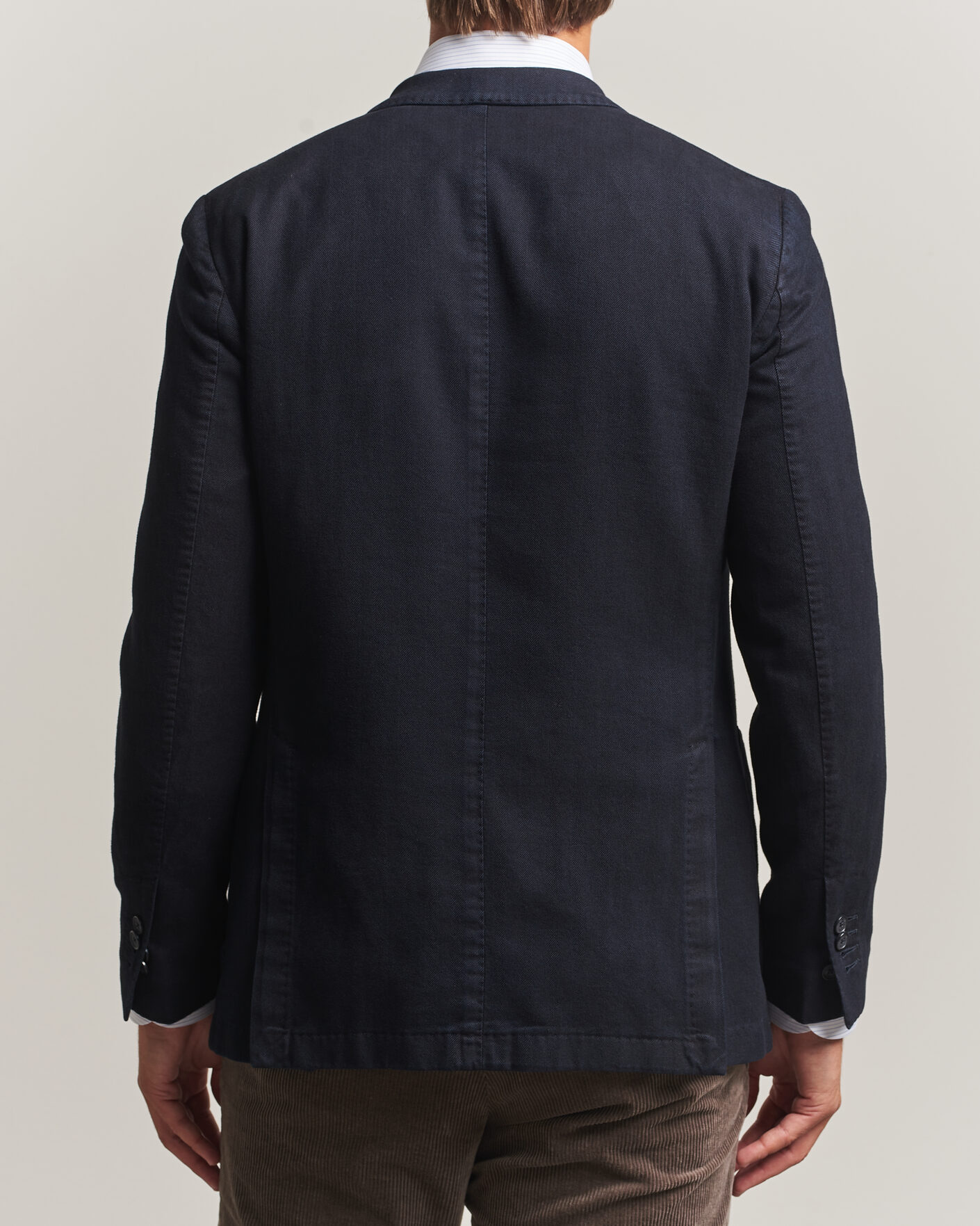 Mies | Pikkutakit | Santaniello | Soft Touch Cotton Herringbone Blazer Navy