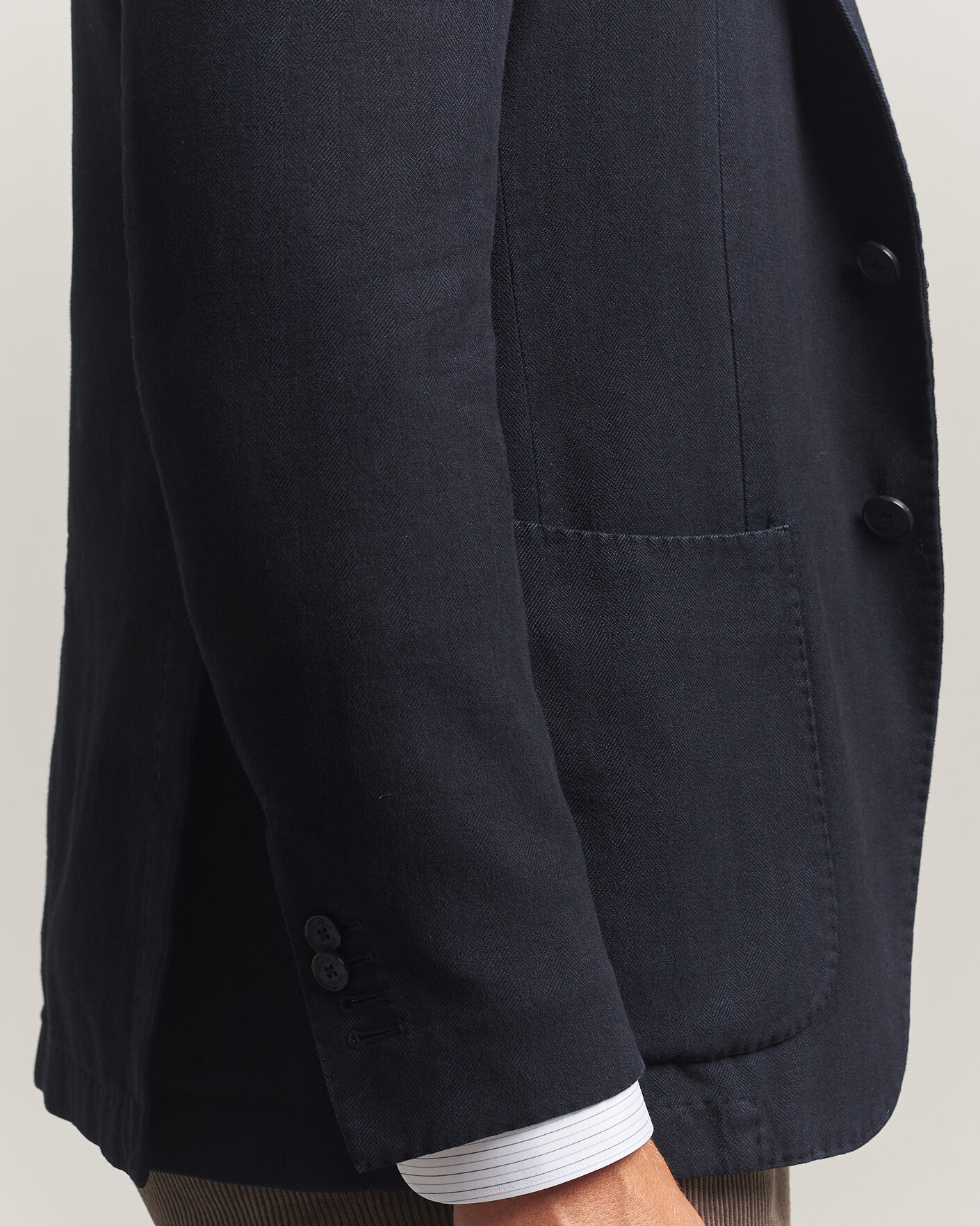 Mies | Pikkutakit | Santaniello | Soft Touch Cotton Herringbone Blazer Navy