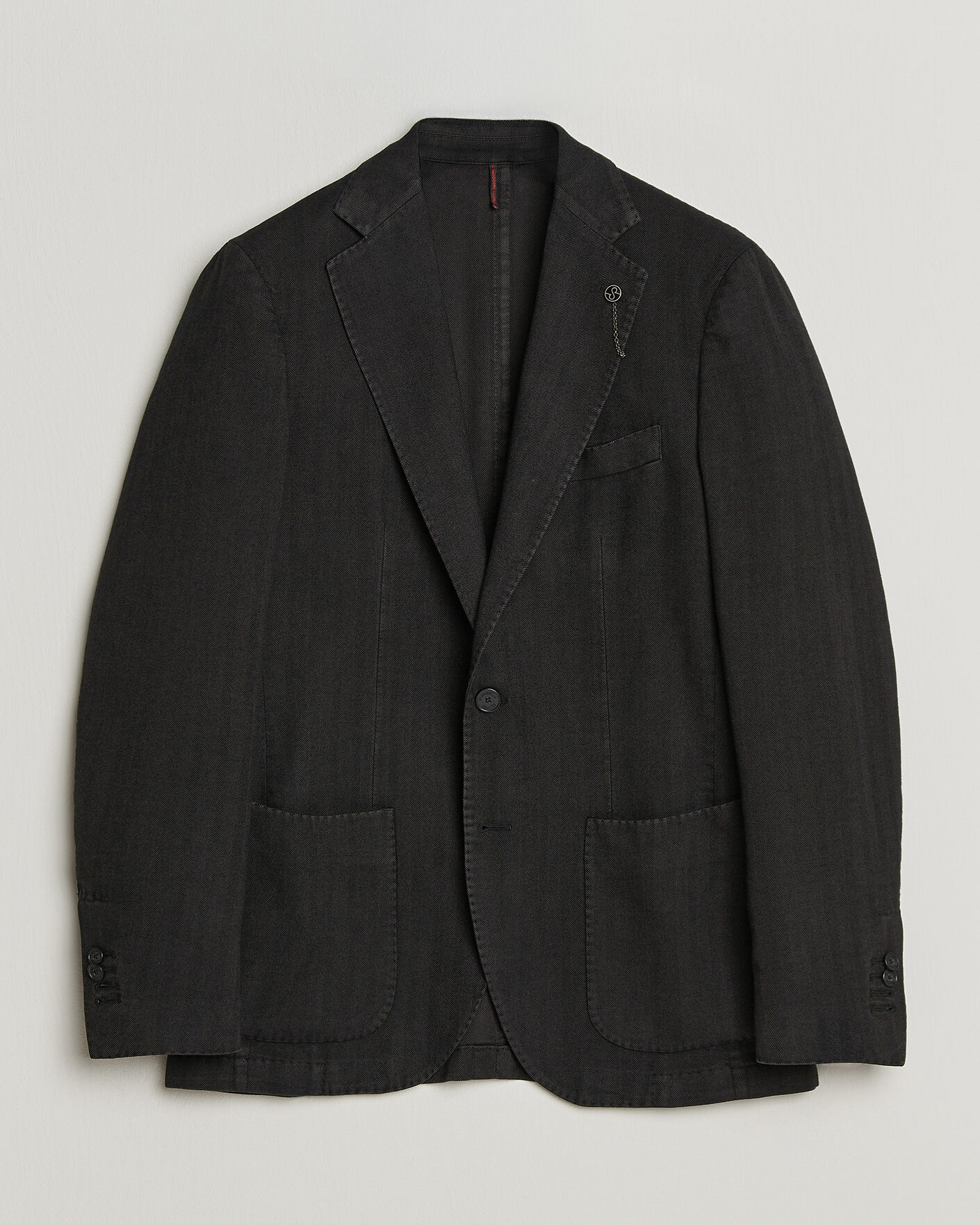 Mies | Pikkutakit | Santaniello | Soft Touch Cotton Herringbone Blazer Black