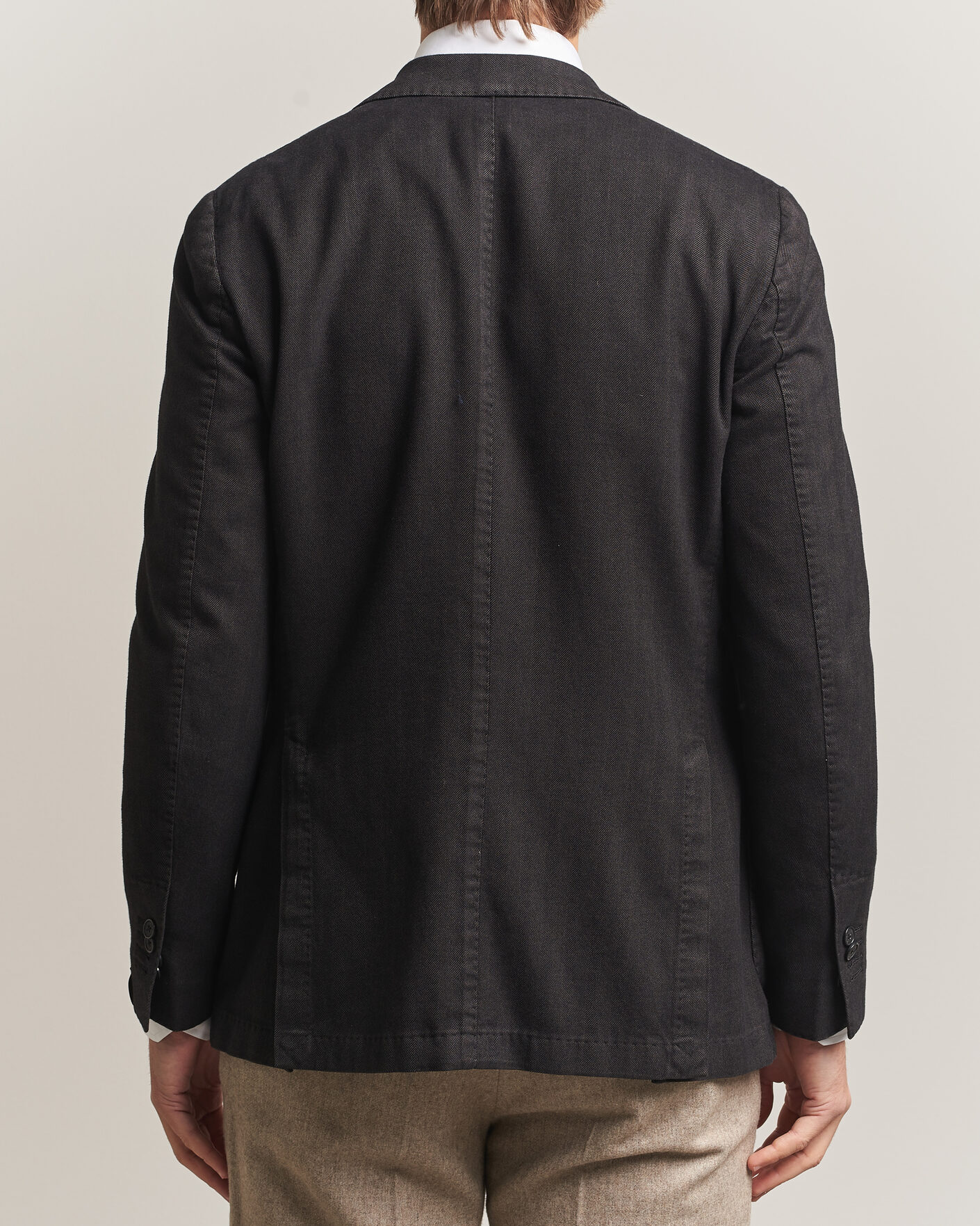 Mies | Pikkutakit | Santaniello | Soft Touch Cotton Herringbone Blazer Black