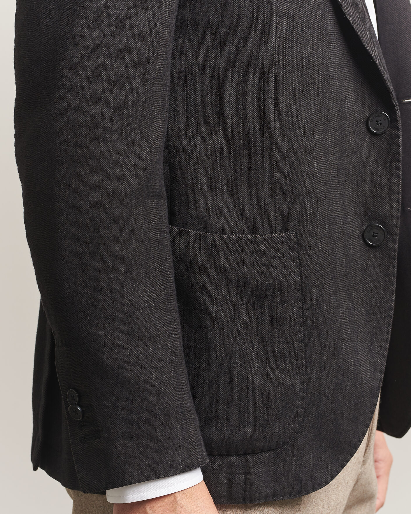 Mies | Pikkutakit | Santaniello | Soft Touch Cotton Herringbone Blazer Black