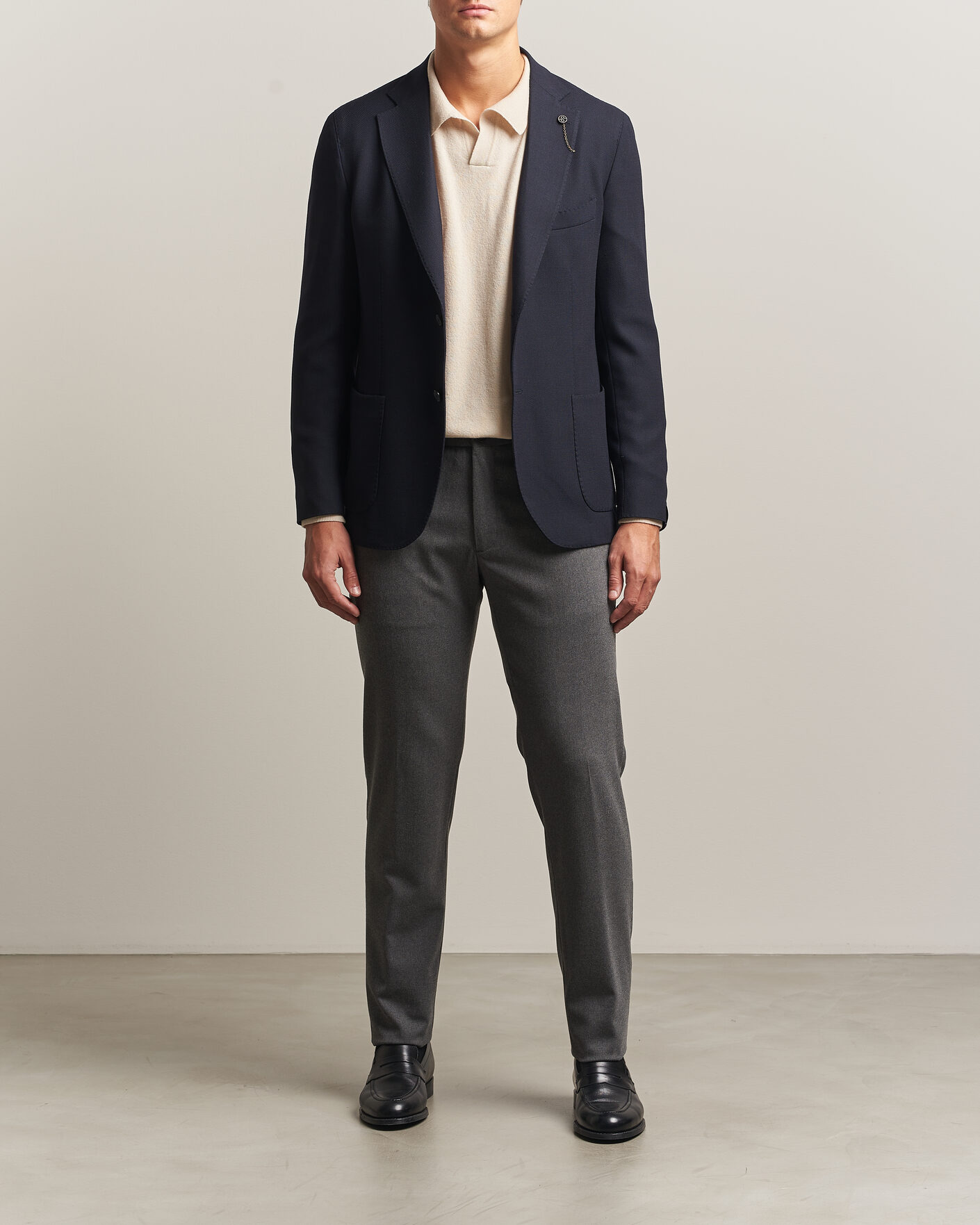 Mies | Pikkutakit | Santaniello | Wool Mini Hopsack Blazer Navy