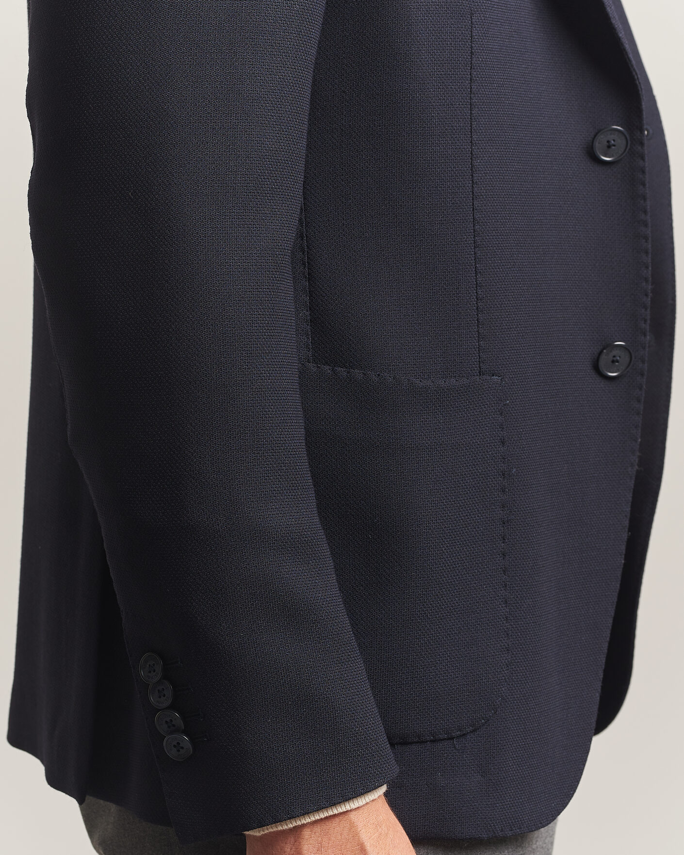 Mies | Pikkutakit | Santaniello | Wool Mini Hopsack Blazer Navy