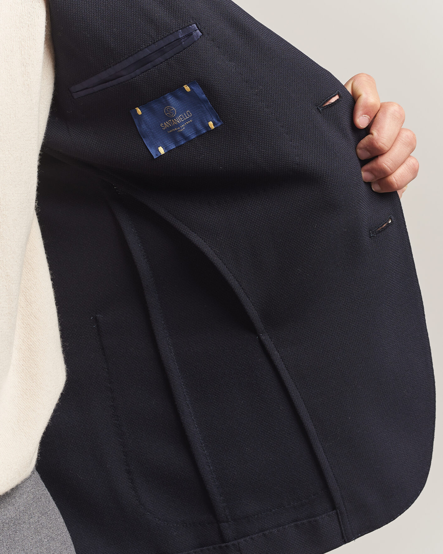 Mies | Pikkutakit | Santaniello | Wool Mini Hopsack Blazer Navy