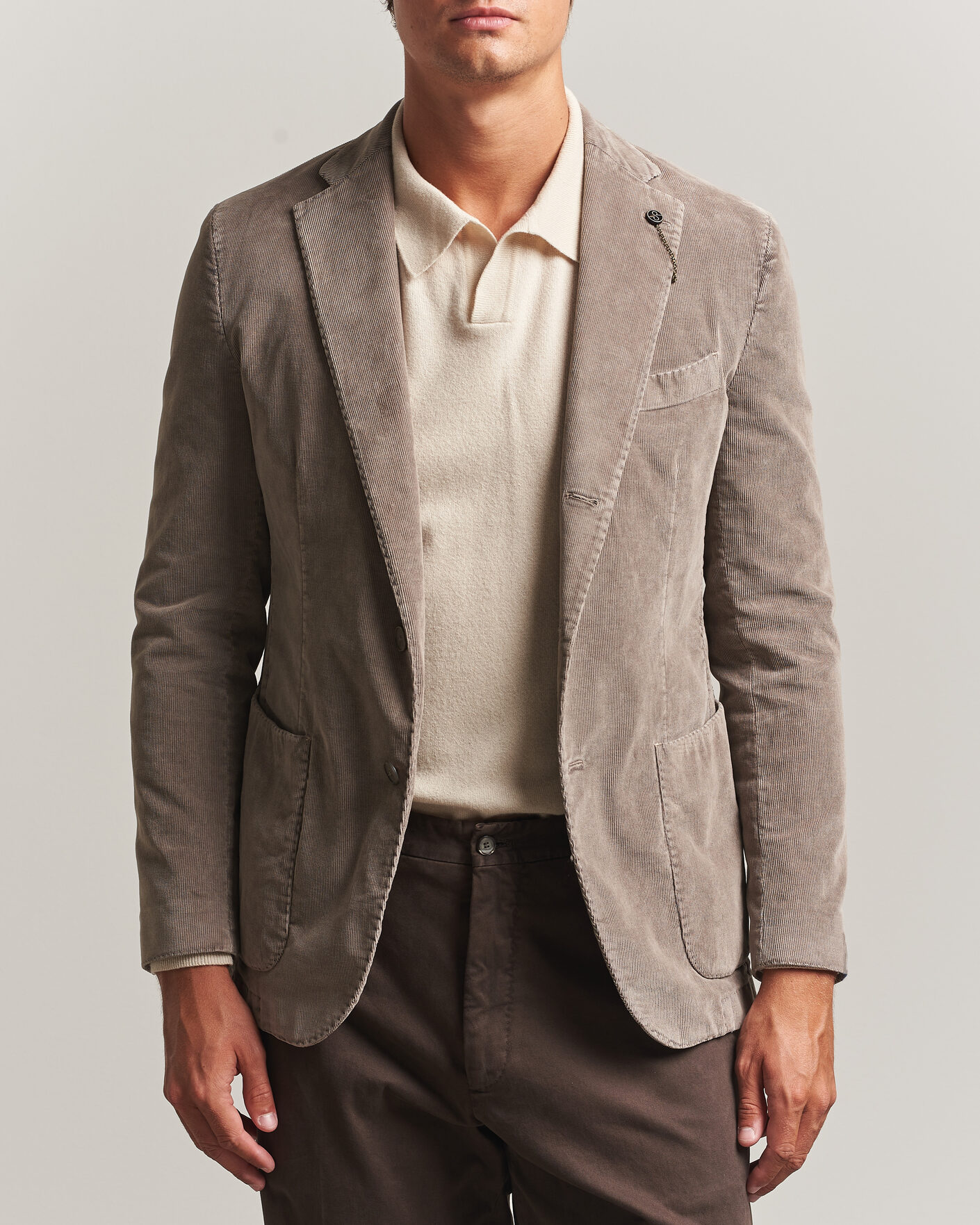 Mies | Pikkutakit | Santaniello | Corduroy Patch Pocket Blazer Taupe