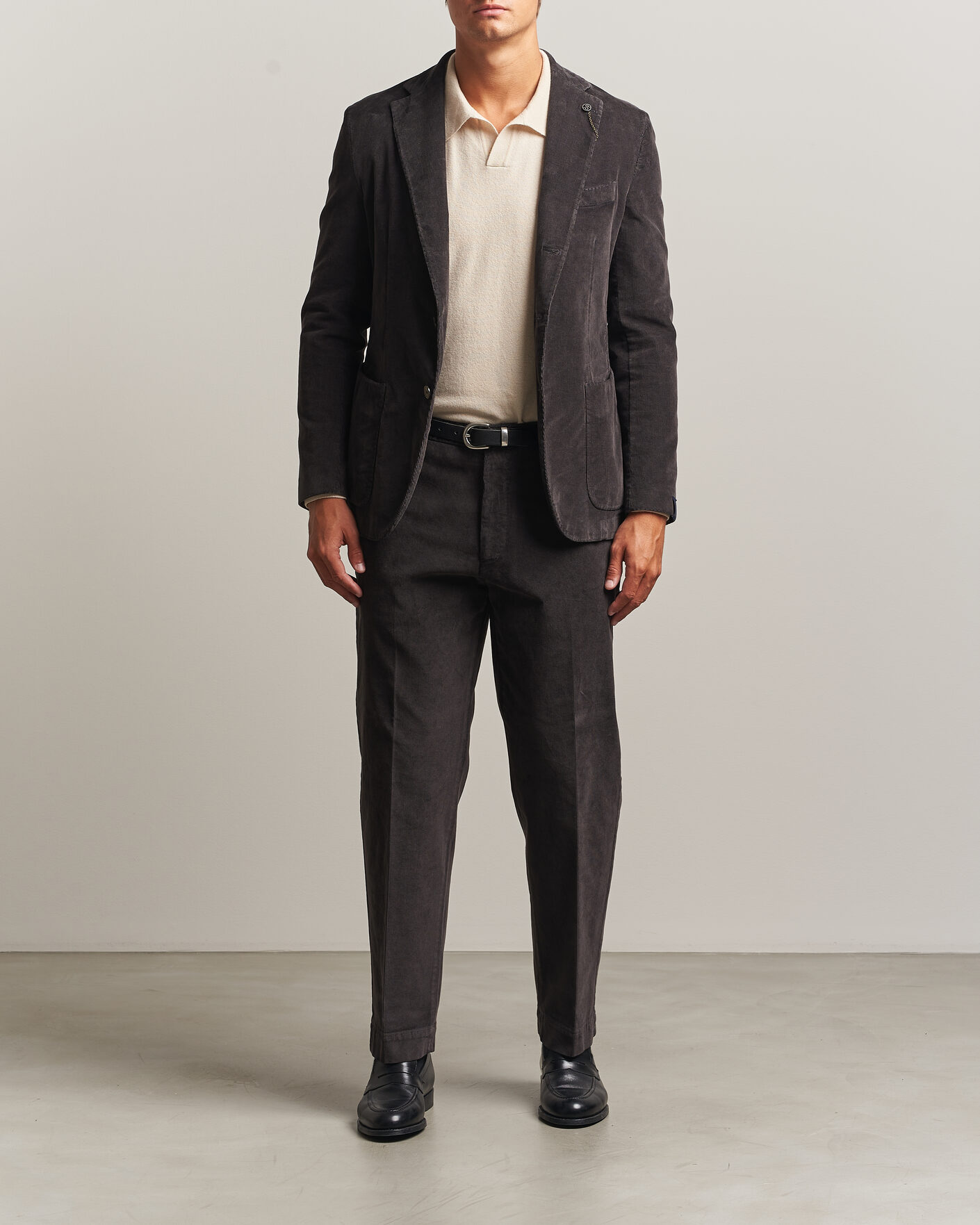 Mies | Pikkutakit | Santaniello | Corduroy Patch Pocket Blazer Dark Grey
