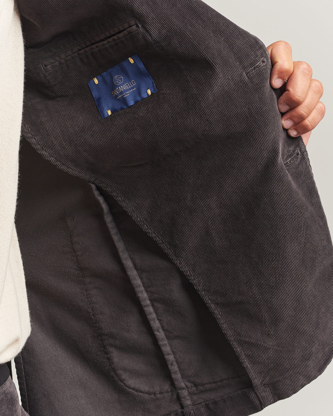 Mies | Pikkutakit | Santaniello | Corduroy Patch Pocket Blazer Dark Grey