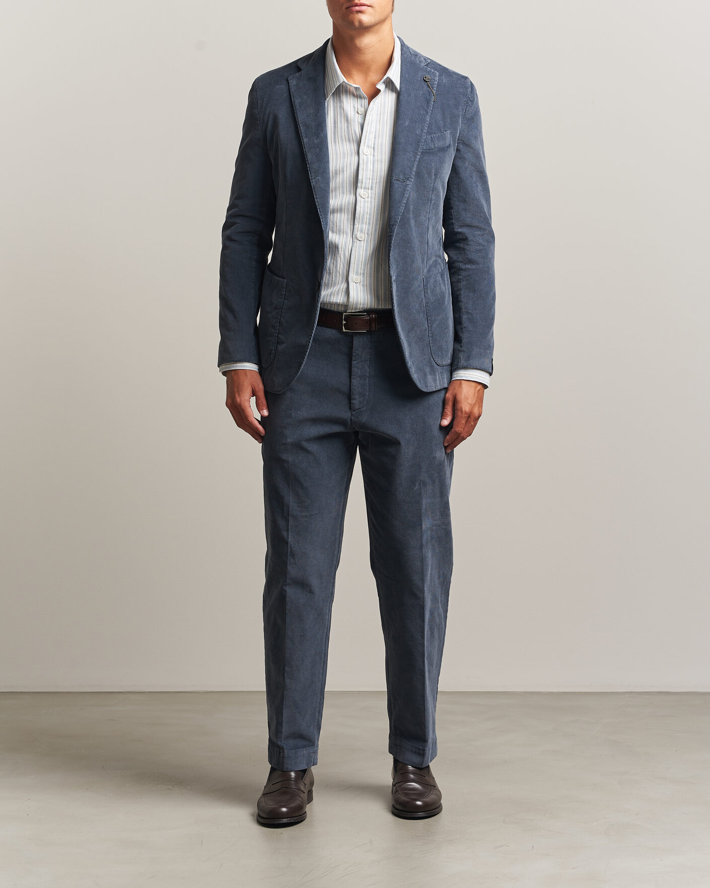 Mies | Housut | Santaniello | Corduroy Trousers Iron Blue