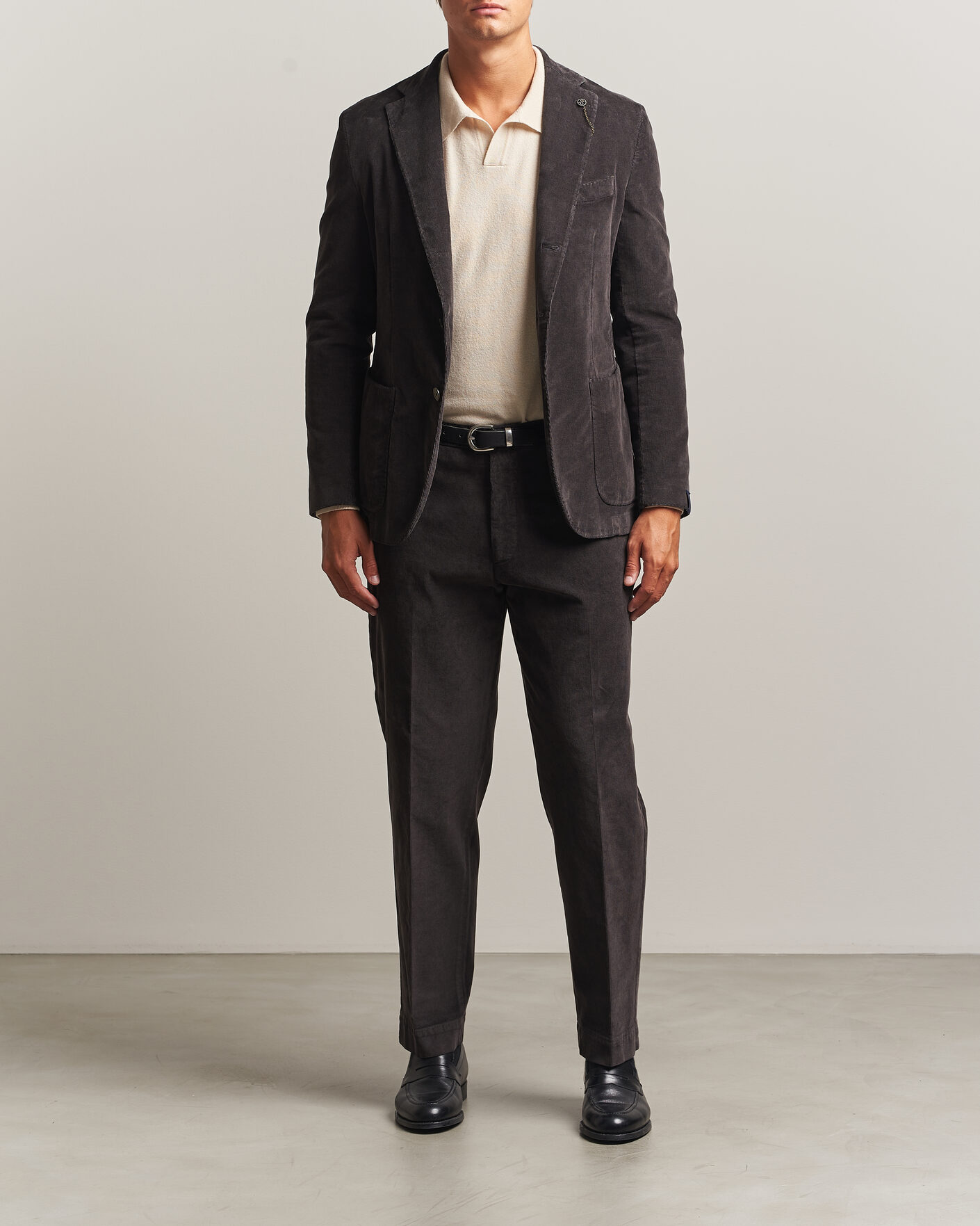 Mies | Housut | Santaniello | Corduroy Trousers Dark Grey