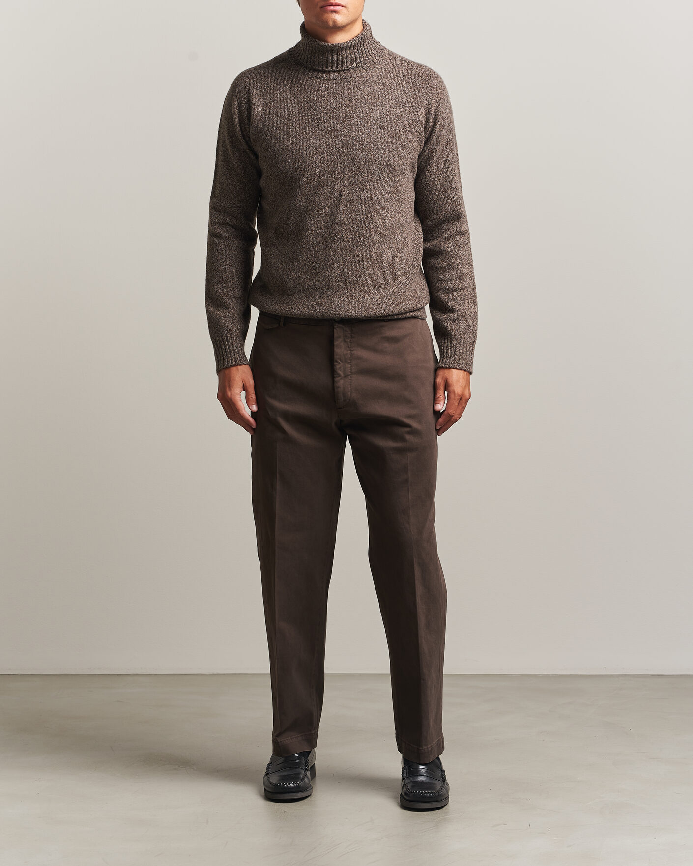 Mies | Housut | Santaniello | Washed Cotton Trousers Brown