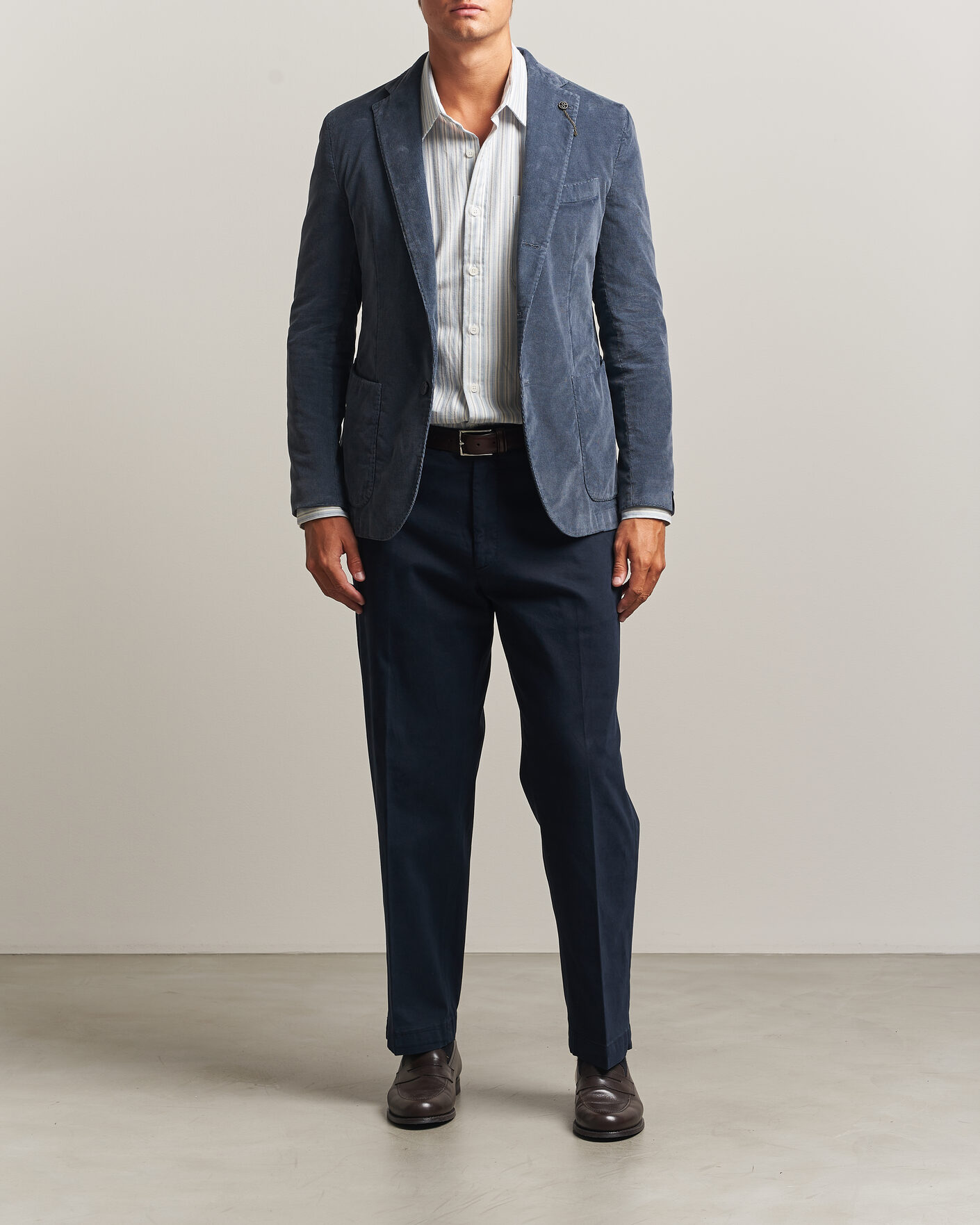 Mies | Housut | Santaniello | Washed Cotton Trousers Navy