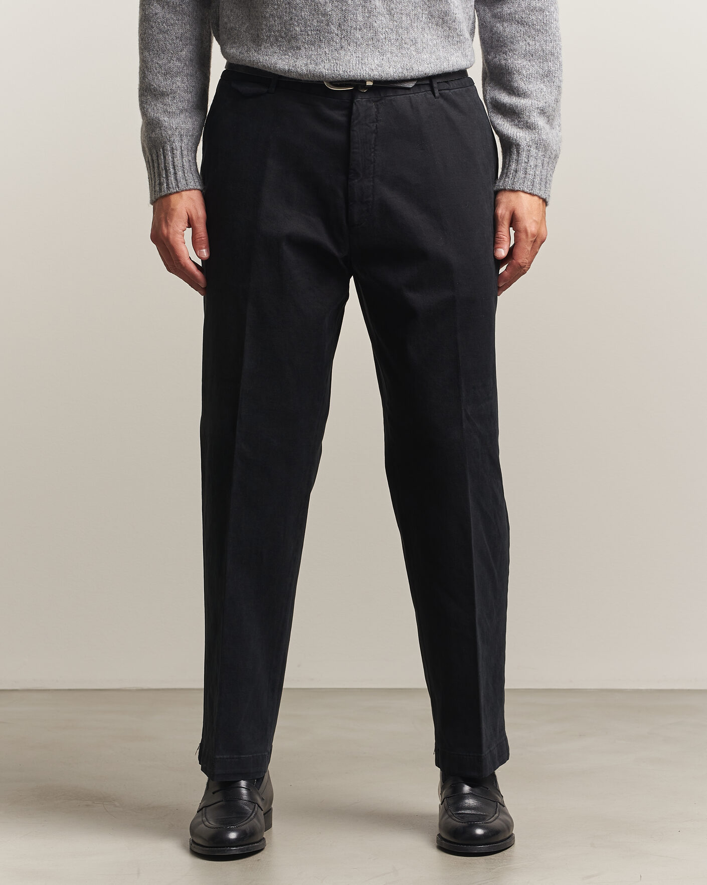 Mies | Housut | Santaniello | Washed Cotton Trousers Black