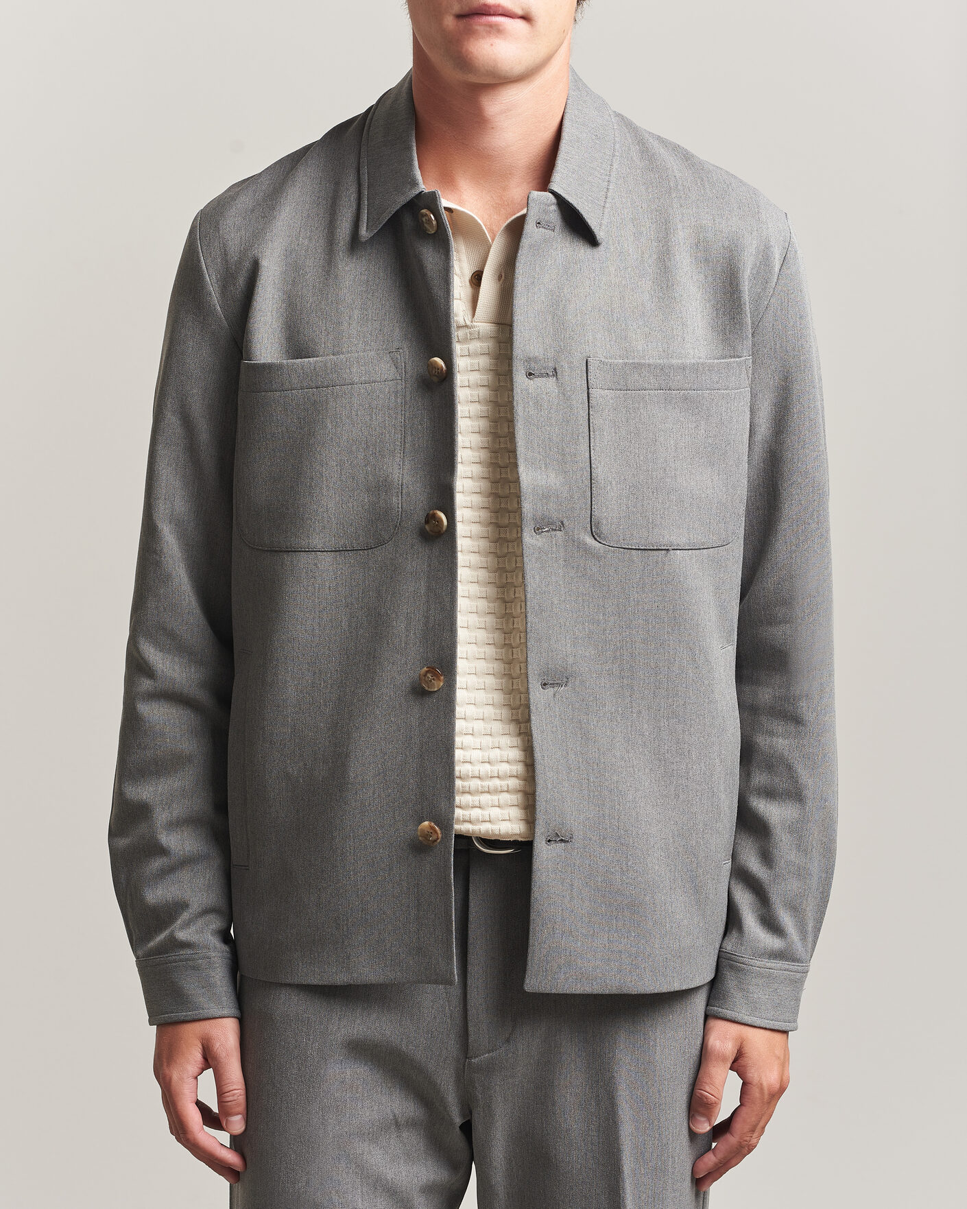 Mies | Kauluspaidat | LES DEUX | Marsielle Hybrid Jacket Grey Melange