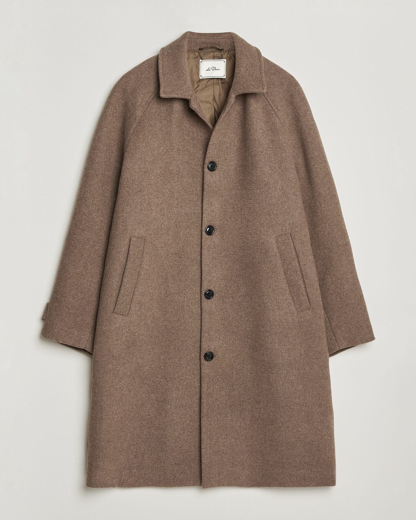 Mies | Takit | LES DEUX | Solid Wool Coat Dark Sand Melange