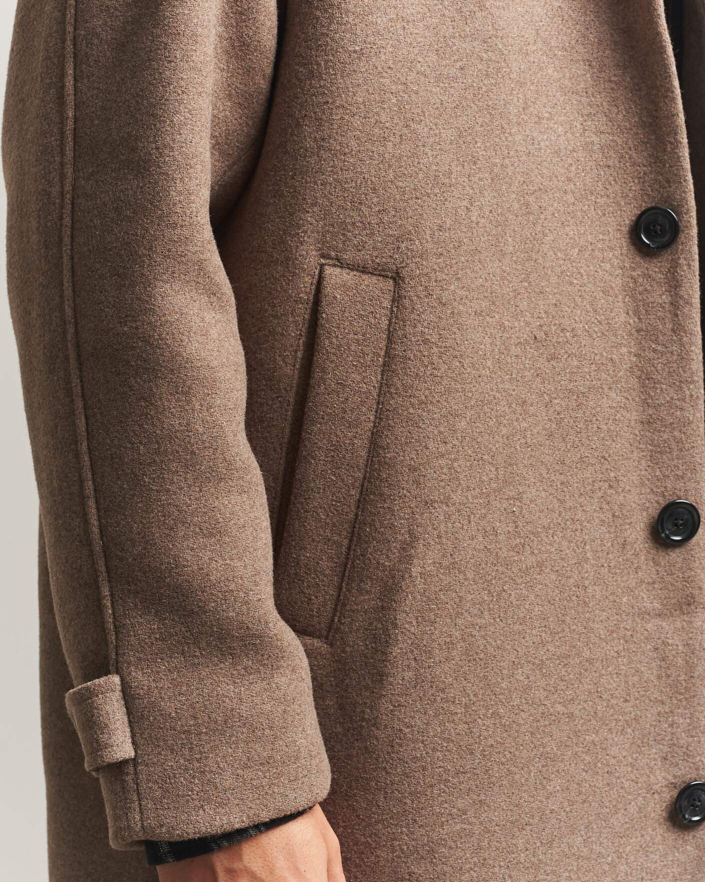 Mies | Takit | LES DEUX | Solid Wool Coat Dark Sand Melange