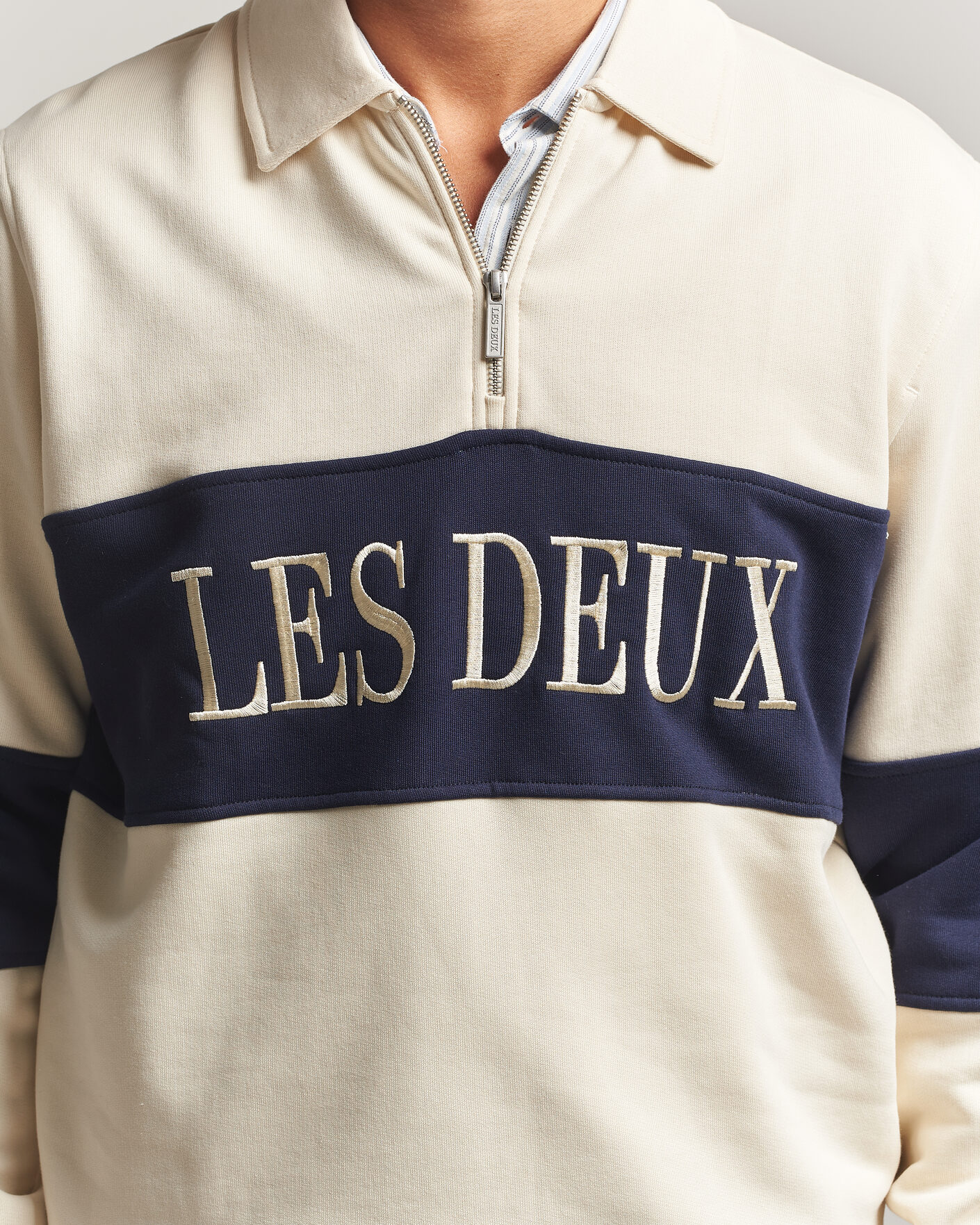 Mies | Puserot | LES DEUX | Zipper Rugby Sweatshirt Ivory
