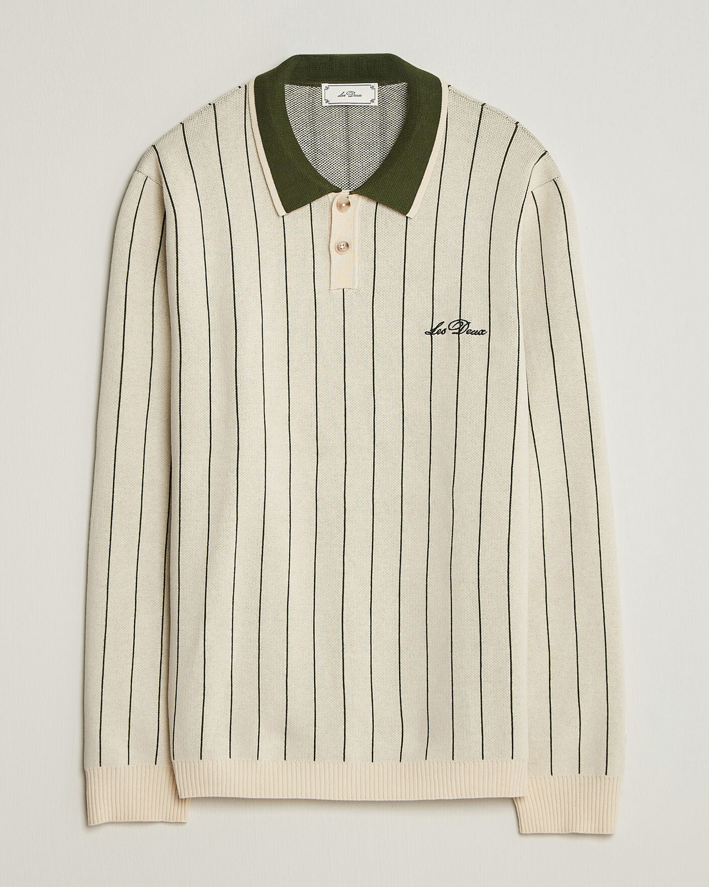 Mies | Puserot | LES DEUX | Signature Knitted Long Sleeve Polo Ivory