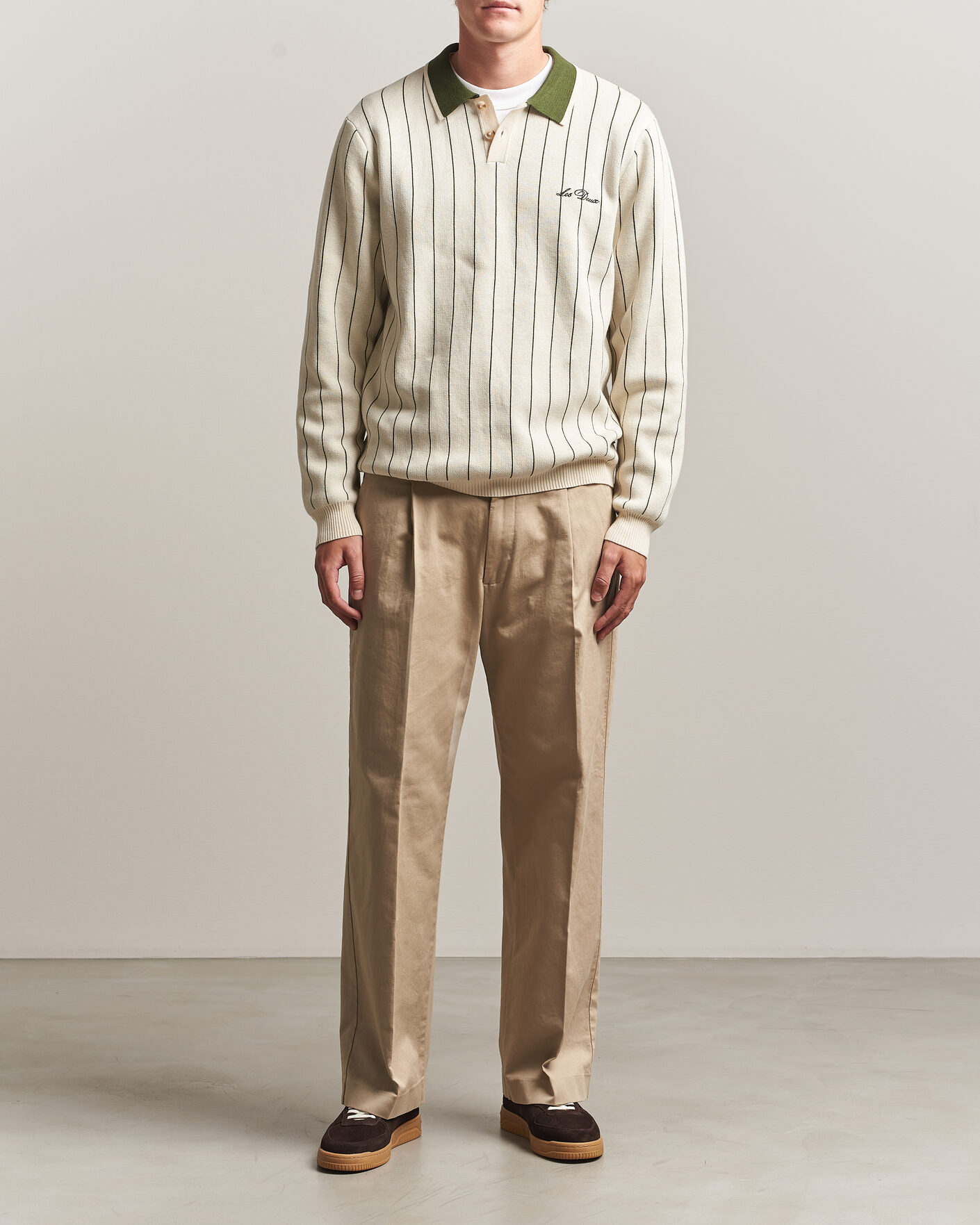 Mies | Puserot | LES DEUX | Signature Knitted Long Sleeve Polo Ivory