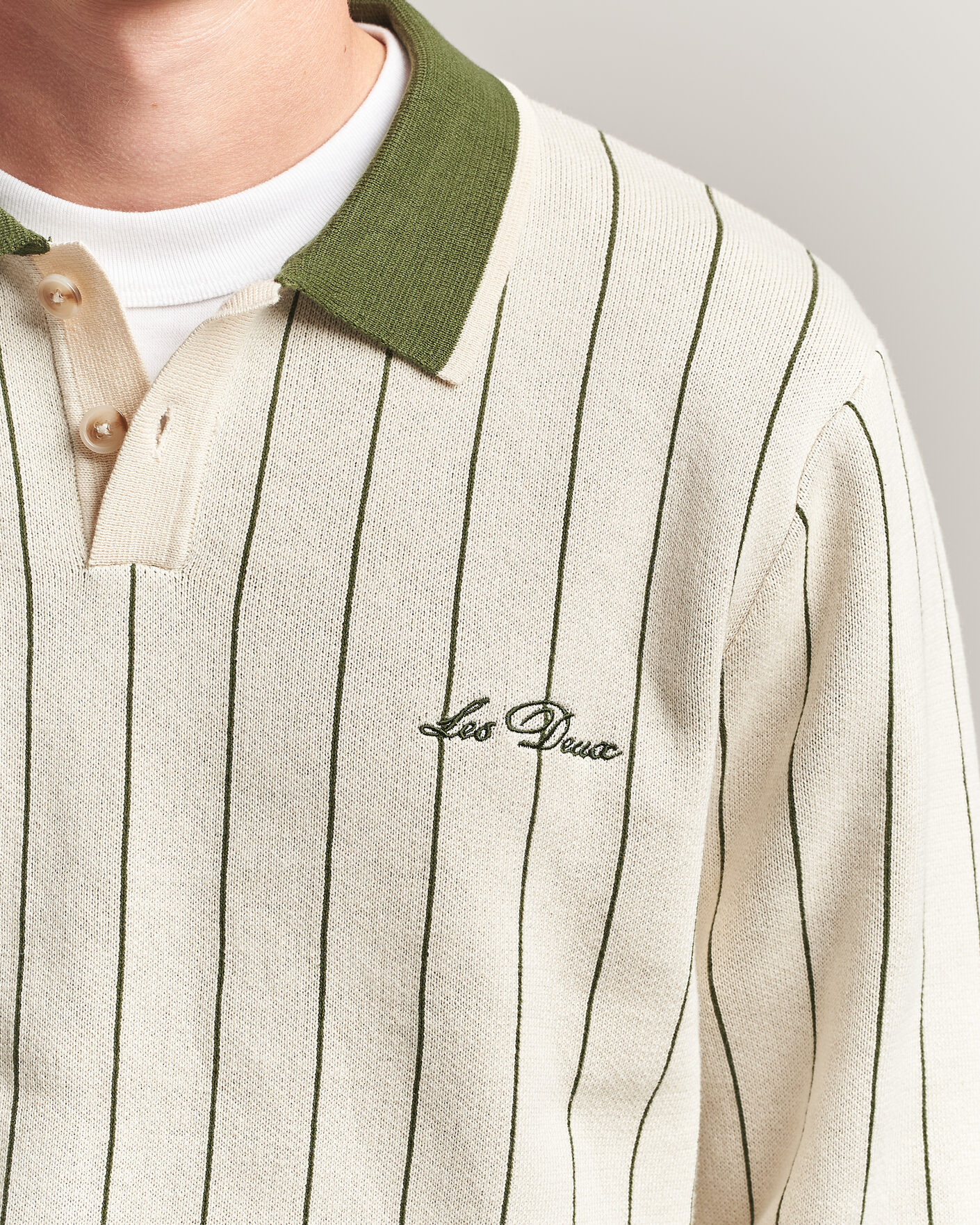 Mies | Puserot | LES DEUX | Signature Knitted Long Sleeve Polo Ivory