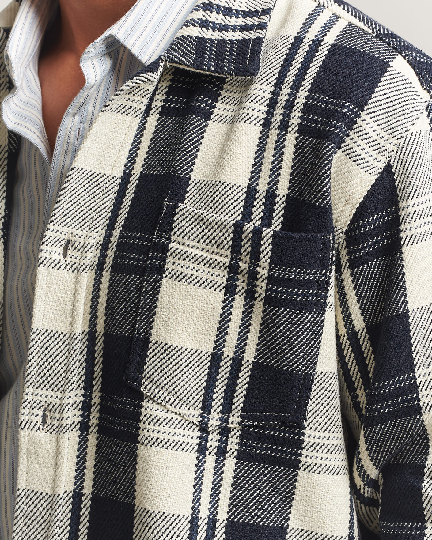 Mies | Kauluspaidat | LES DEUX | Structured Check Overshirt Dark Navy